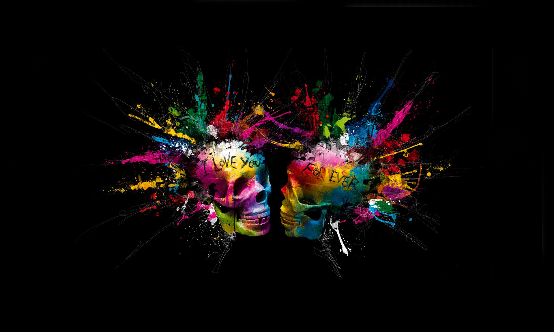 Free download wallpaper Love, Dark, Colors, Colorful, Skull on your PC desktop