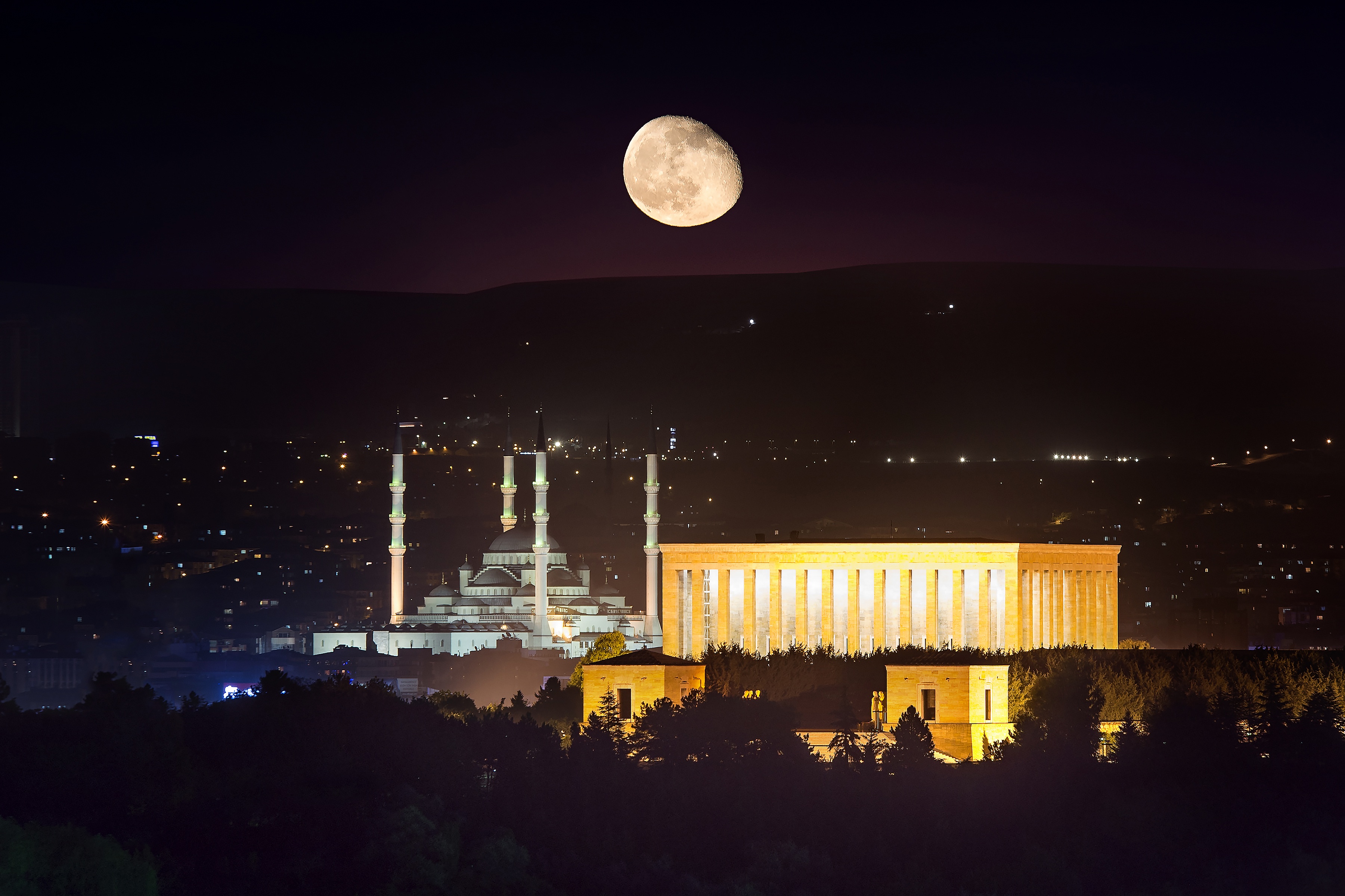 Скачать обои бесплатно Ночь, Турция, Мечеть, Религиозные, Анкара, Мечети картинка на рабочий стол ПК