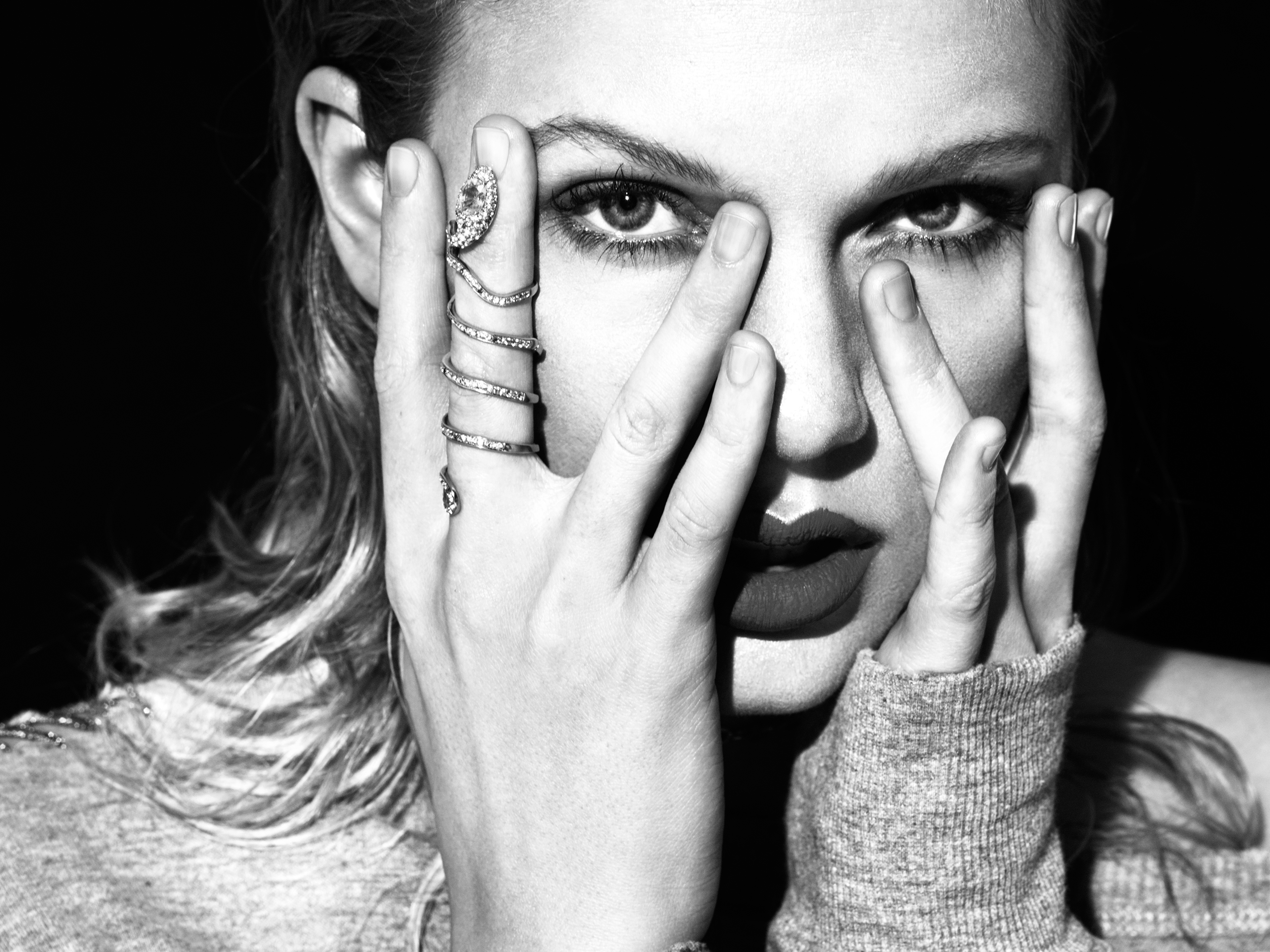 Download mobile wallpaper Music, Close Up, Monochrome, Singer, Face, American, Taylor Swift, Lipstick for free.
