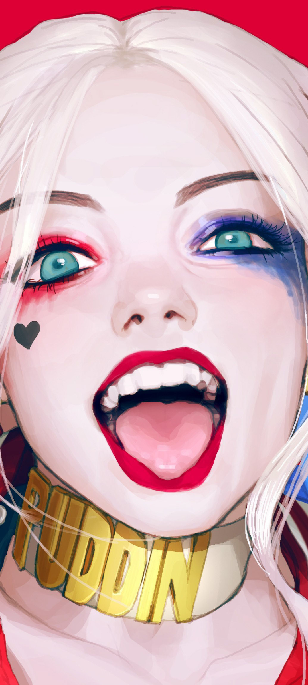 Handy-Wallpaper Gesicht, Blaue Augen, Comics, Harley Quinn, Dc Comics, Lippenstift kostenlos herunterladen.