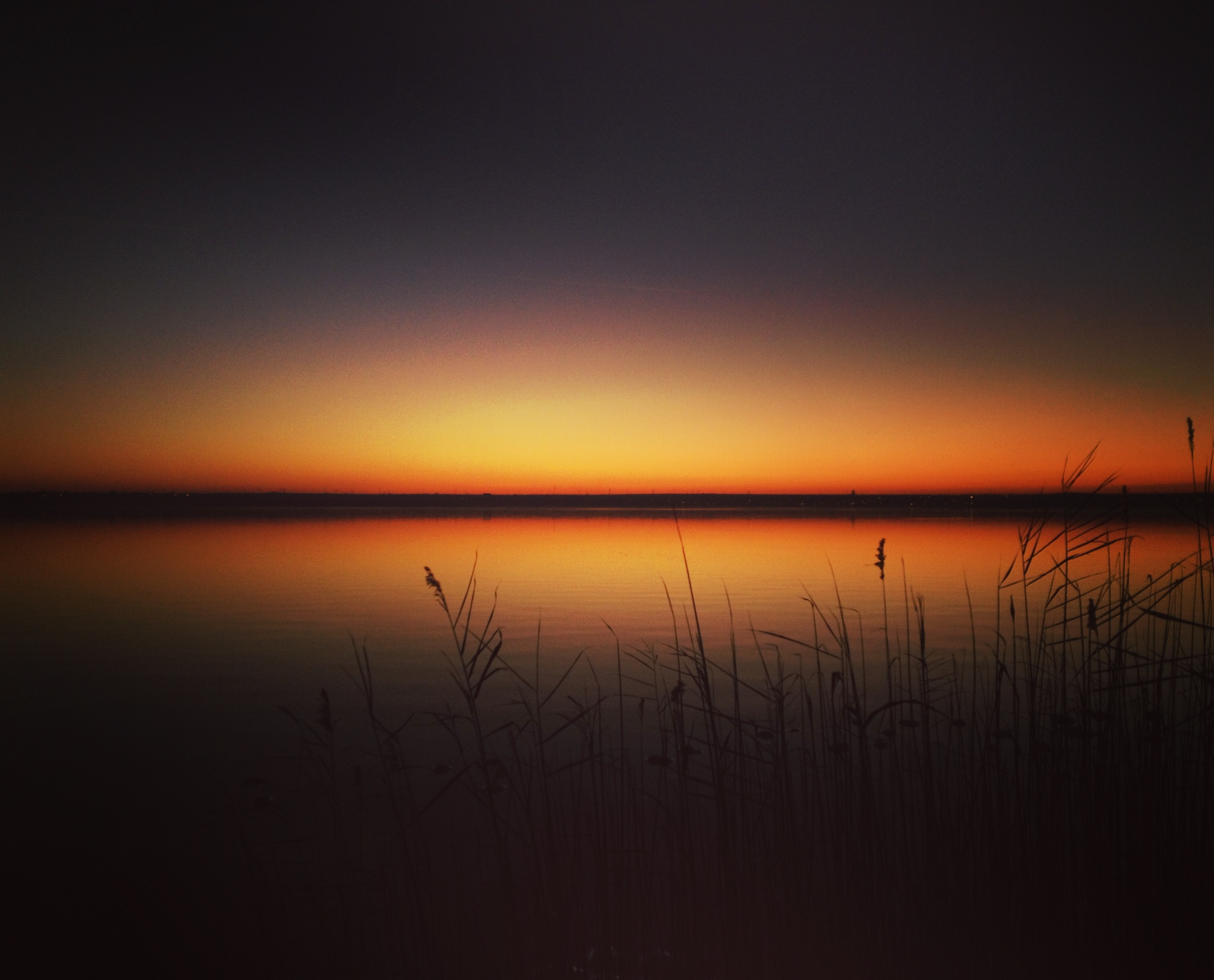 Download mobile wallpaper Grass, Nature, Lake, Horizon, Sunset for free.