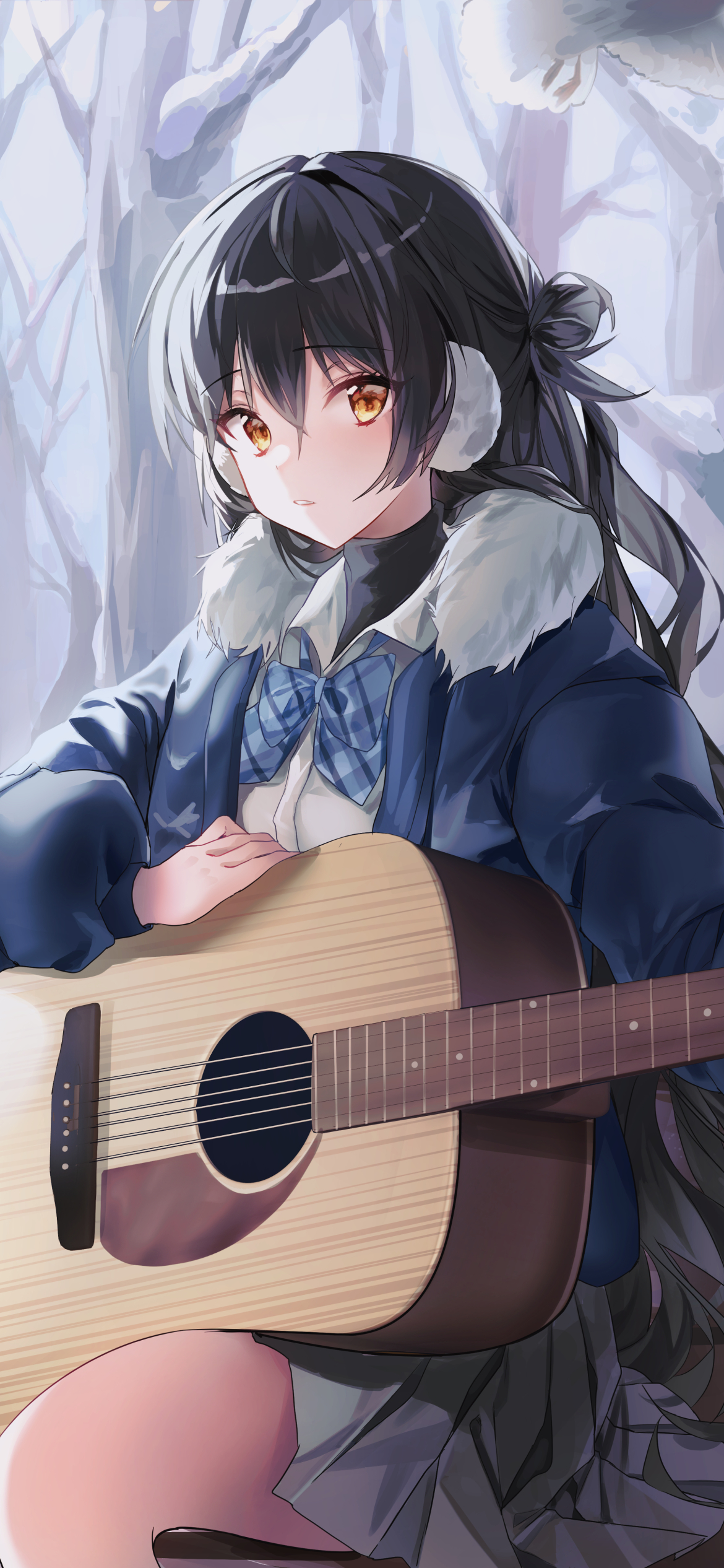 Download mobile wallpaper Anime, Guitar, Girl, Black Hair for free.