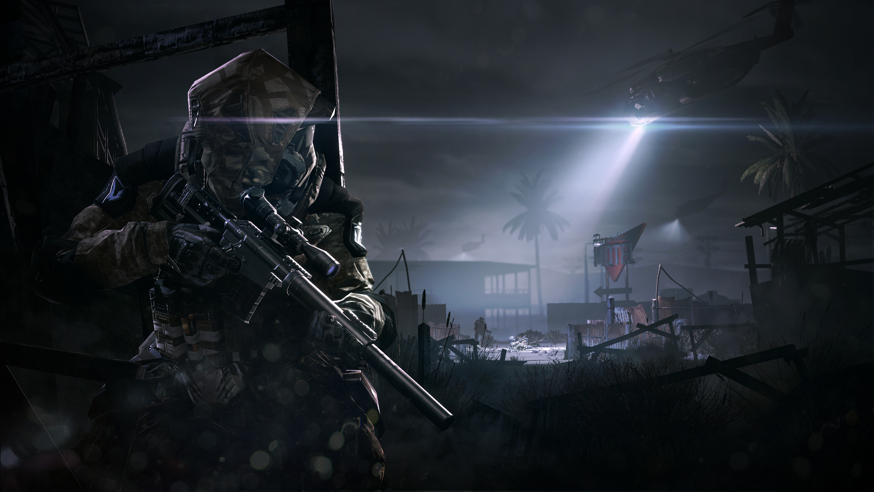 video game, warface, helicopter, night, soldier, weapon