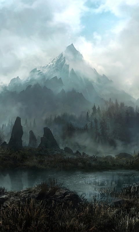Handy-Wallpaper Landschaft, Berg, Gebirge, Computerspiele, The Elder Scrolls V: Skyrim, The Elder Scrolls kostenlos herunterladen.
