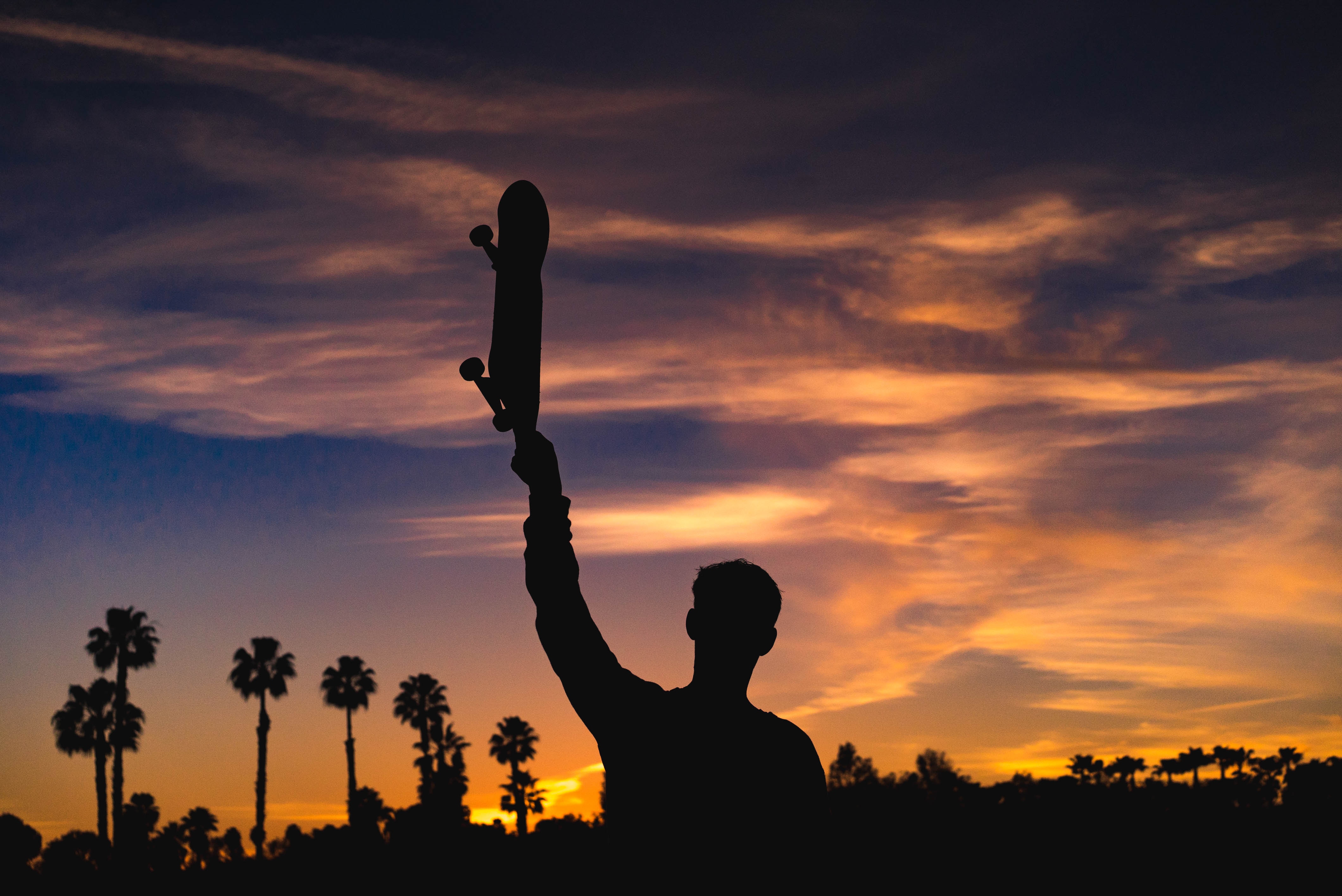 Cool Wallpapers skateboard, sports, night, silhouette