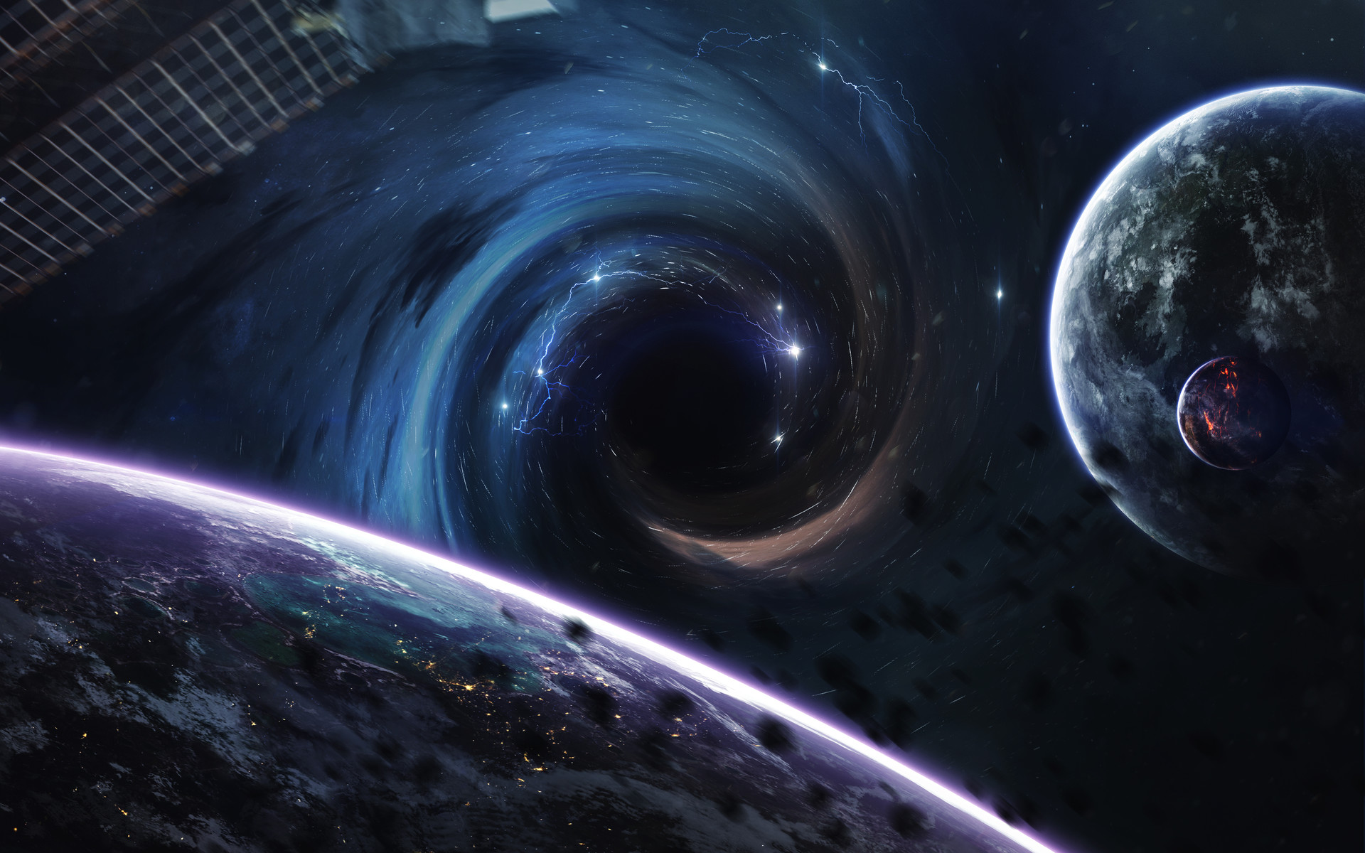 Скачать обои бесплатно Космос, Планета, Черная Дыра, Научная Фантастика картинка на рабочий стол ПК