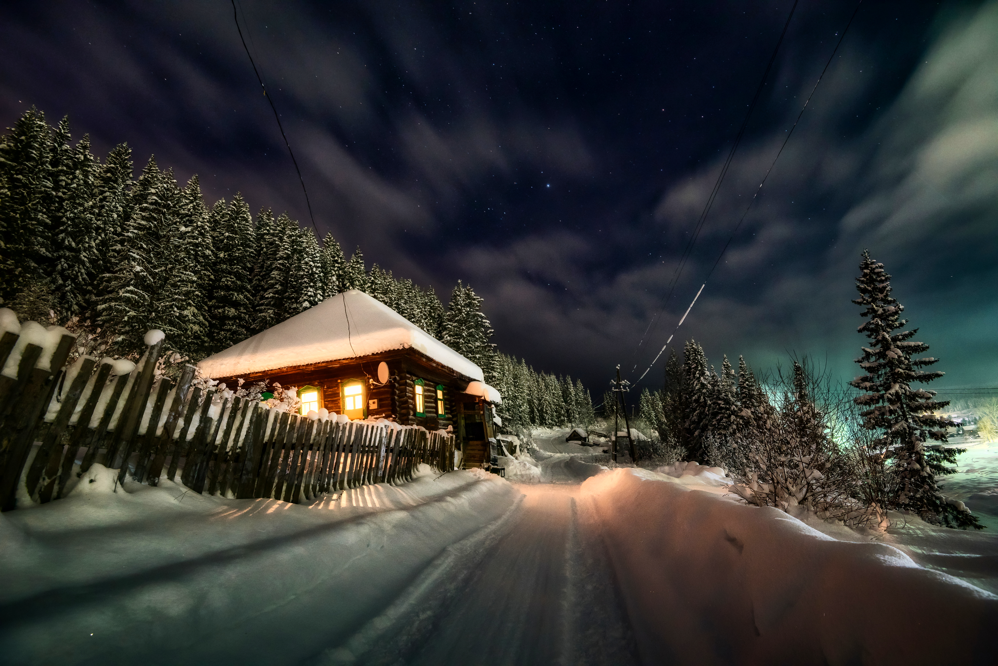 Handy-Wallpaper Winter, Schnee, Hütte, Fotografie, Nacht kostenlos herunterladen.