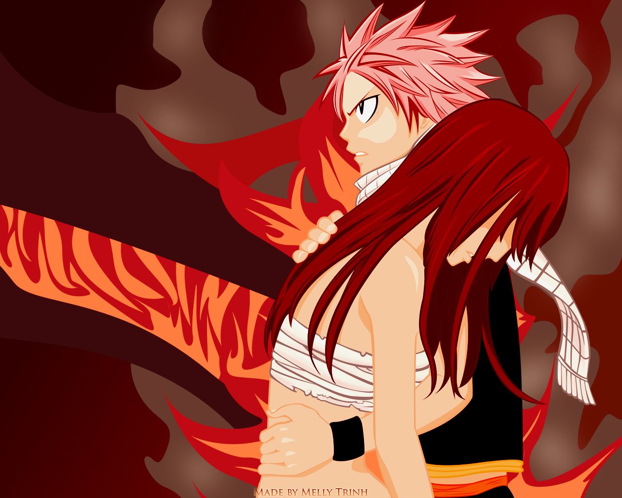 Download mobile wallpaper Anime, Fairy Tail, Natsu Dragneel, Erza Scarlet for free.