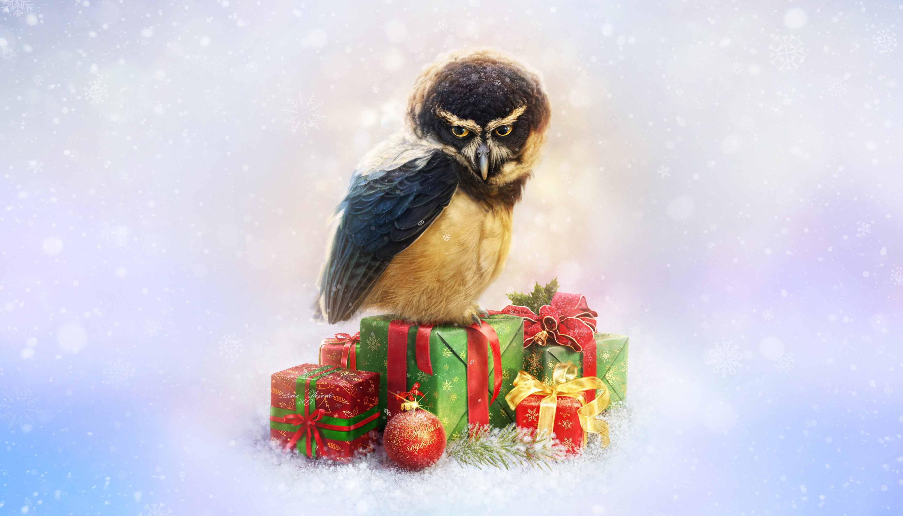 Download mobile wallpaper Owl, Christmas, Holiday for free.