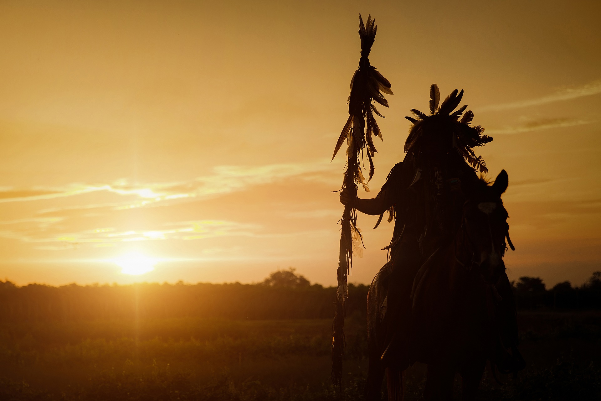 Free download wallpaper Silhouette, Horse, Photography, Native American on your PC desktop