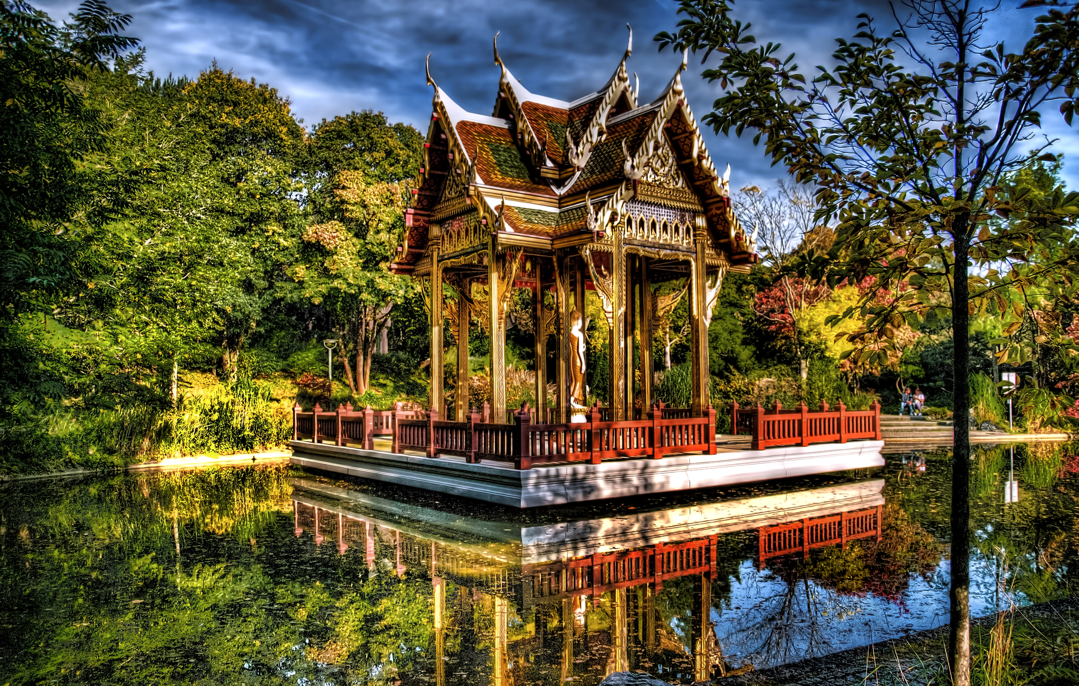 Скачати мобільні шпалери Парк, Дерево, Пагода, Ставок, Німеччина, Фотографія безкоштовно.