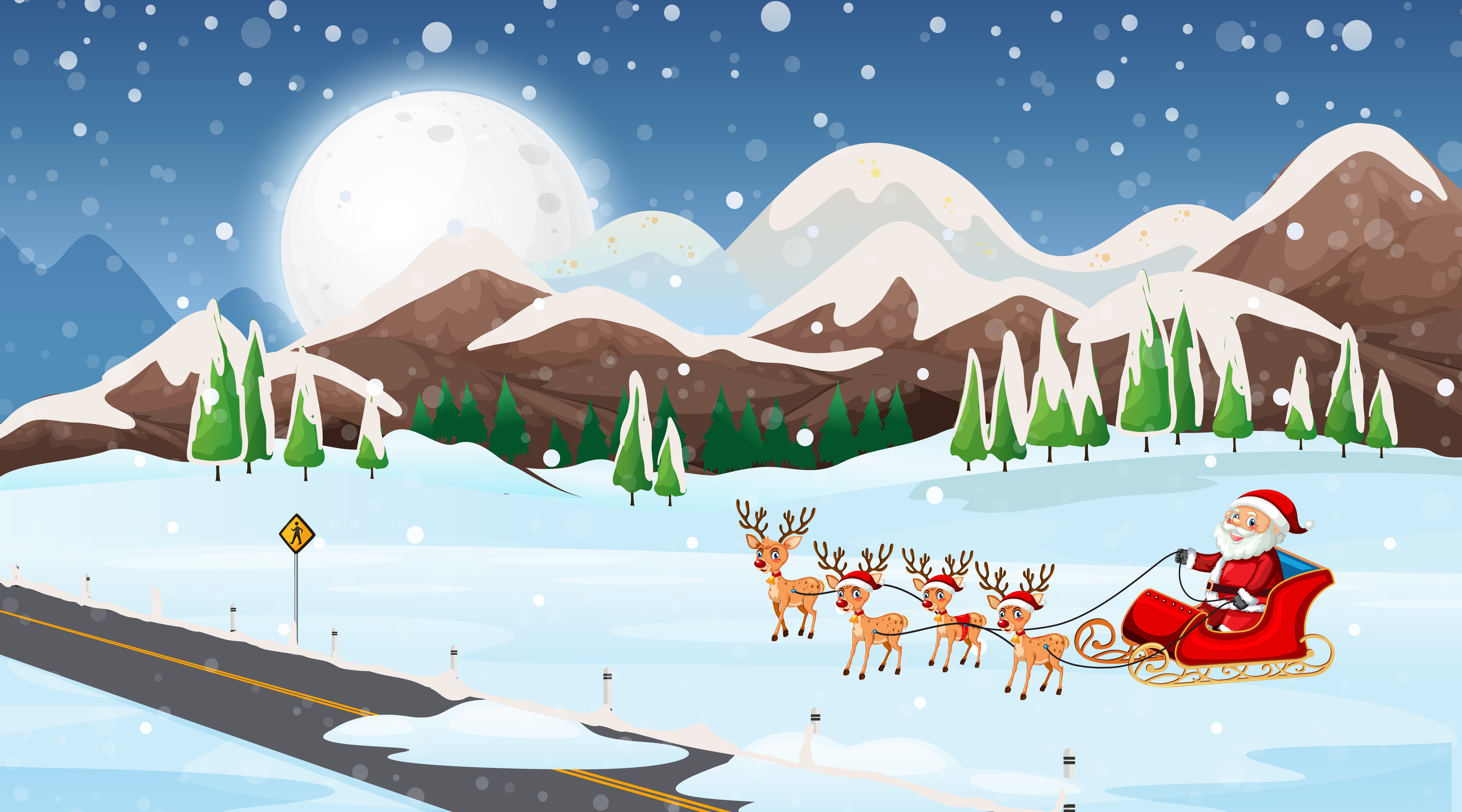 Скачати мобільні шпалери Зима, Різдво, Свято, Сани, Санта безкоштовно.