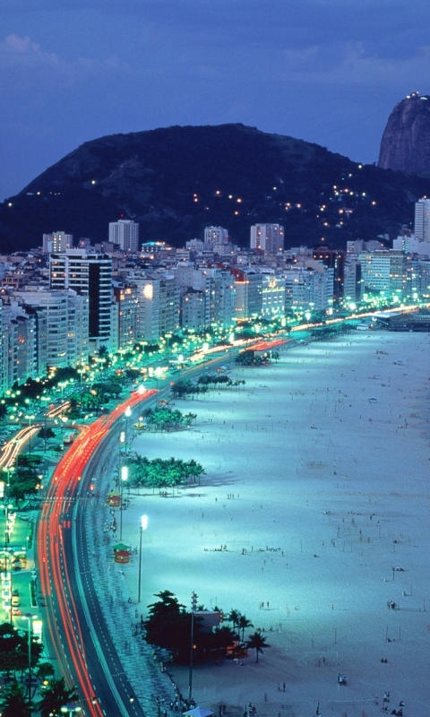 Скачати мобільні шпалери Міста, Місто, Світло, Ріо Де Жанейро, Створено Людиною, Пляжний безкоштовно.