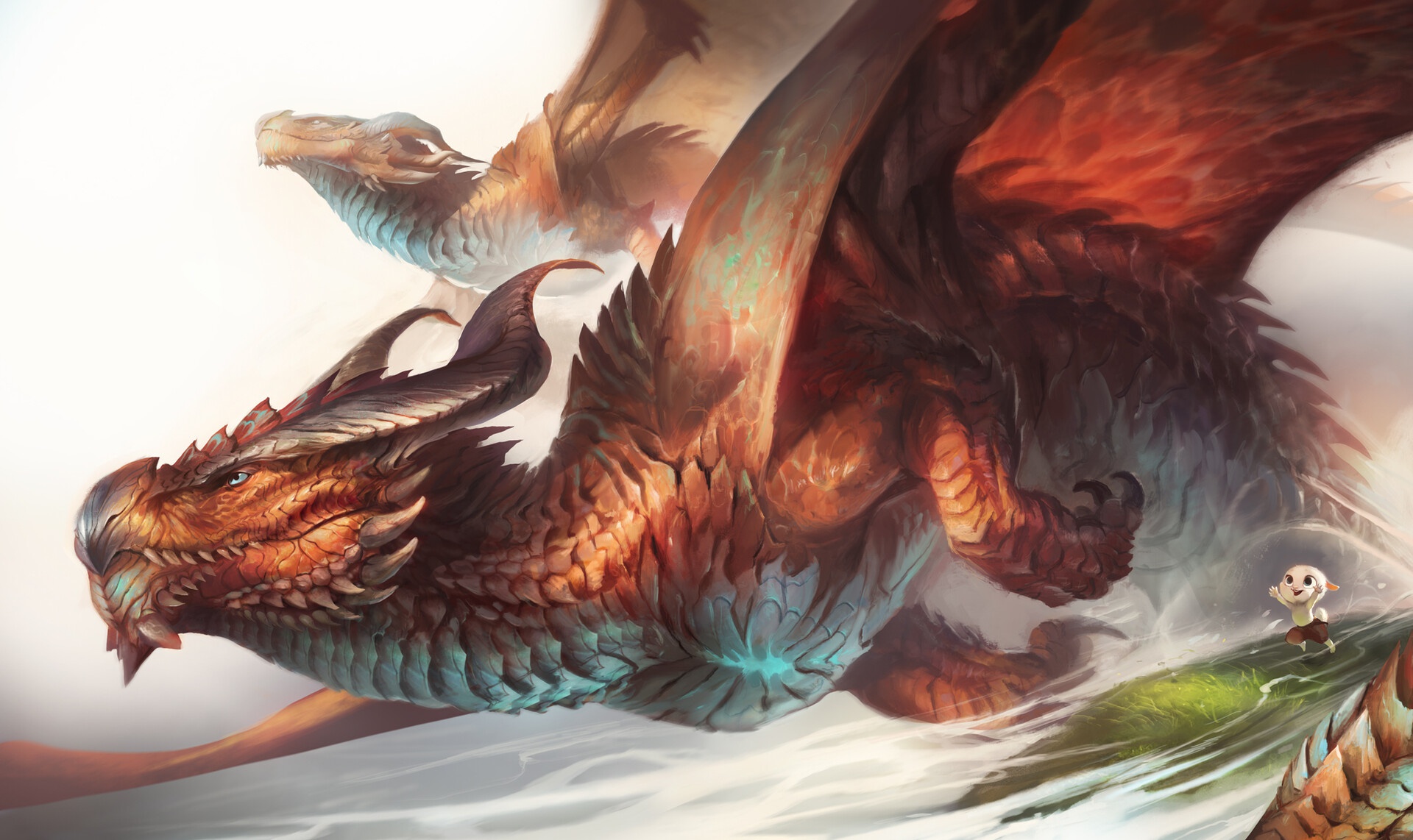 Free download wallpaper Fantasy, Dragon, Rabbit on your PC desktop