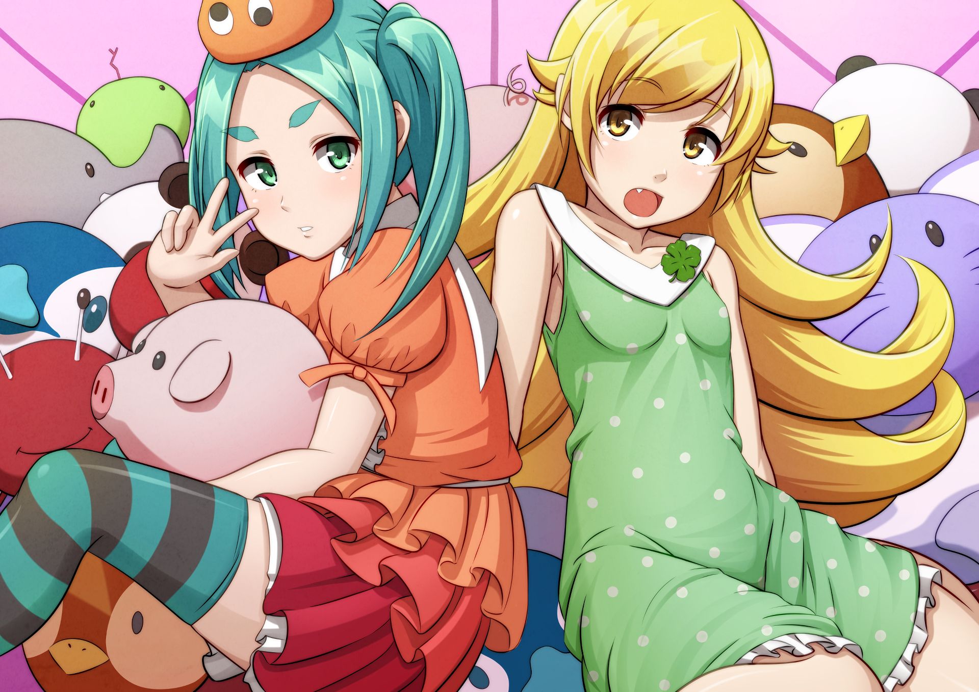 Free download wallpaper Anime, Monogatari (Series), Shinobu Oshino, Yotsugi Ononoki on your PC desktop