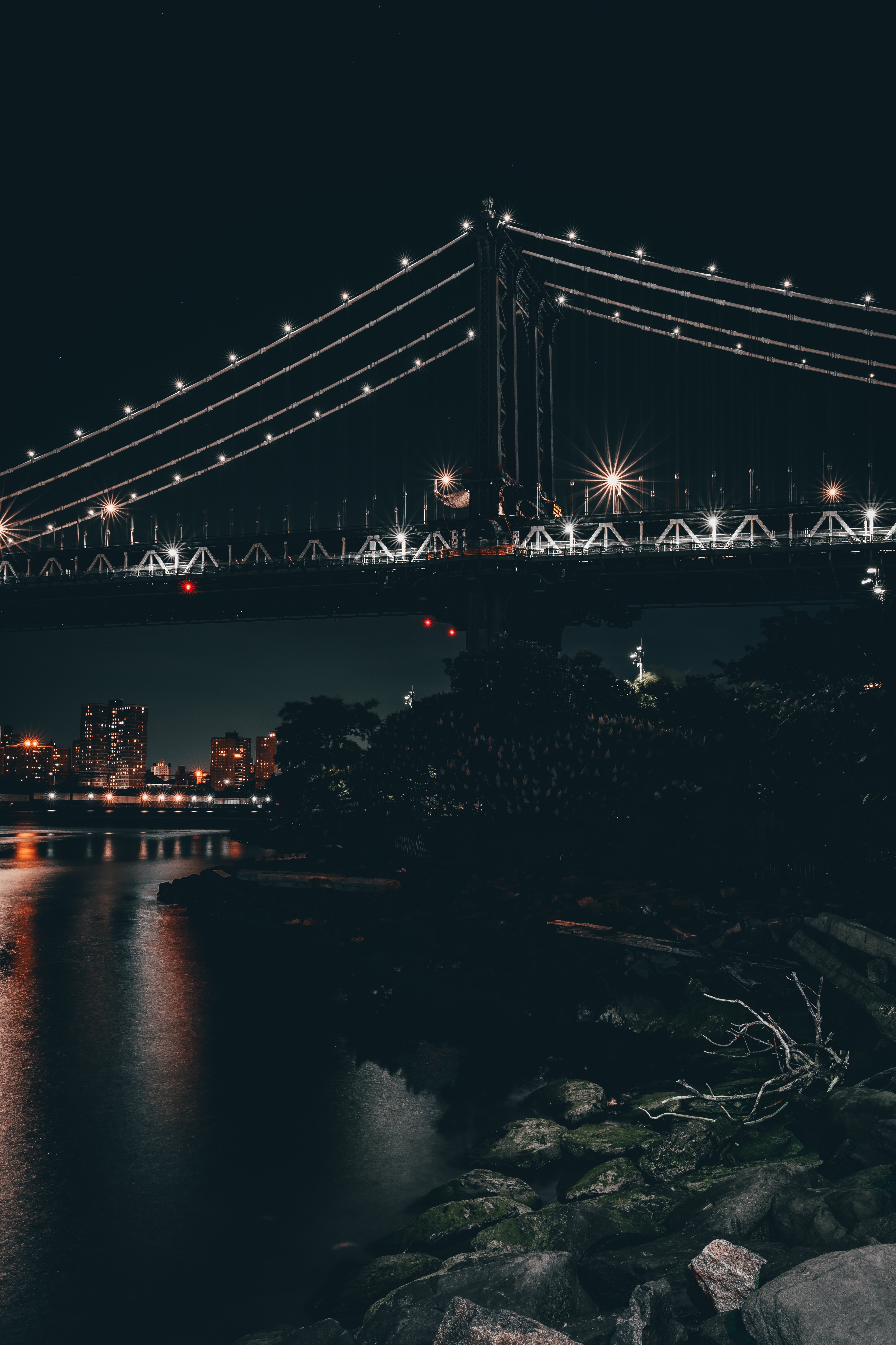 Descarga gratuita de fondo de pantalla para móvil de Ciudad Nocturna, Puente, Ciudad De Noche, Luces De La Ciudad, Iluminar Desde El Fondo, Iluminación, Ciudades, Arquitectura.