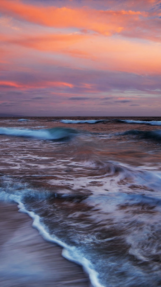 Download mobile wallpaper Sunset, Sea, Horizon, Ocean, Earth, Wave for free.