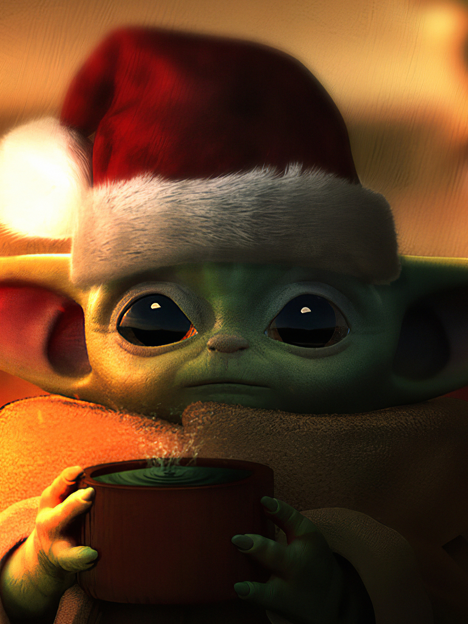 Laden Sie das Fernsehserien, Krieg Der Sterne, Weihnachtsmütze, The Mandalorian, Baby Yoda-Bild kostenlos auf Ihren PC-Desktop herunter