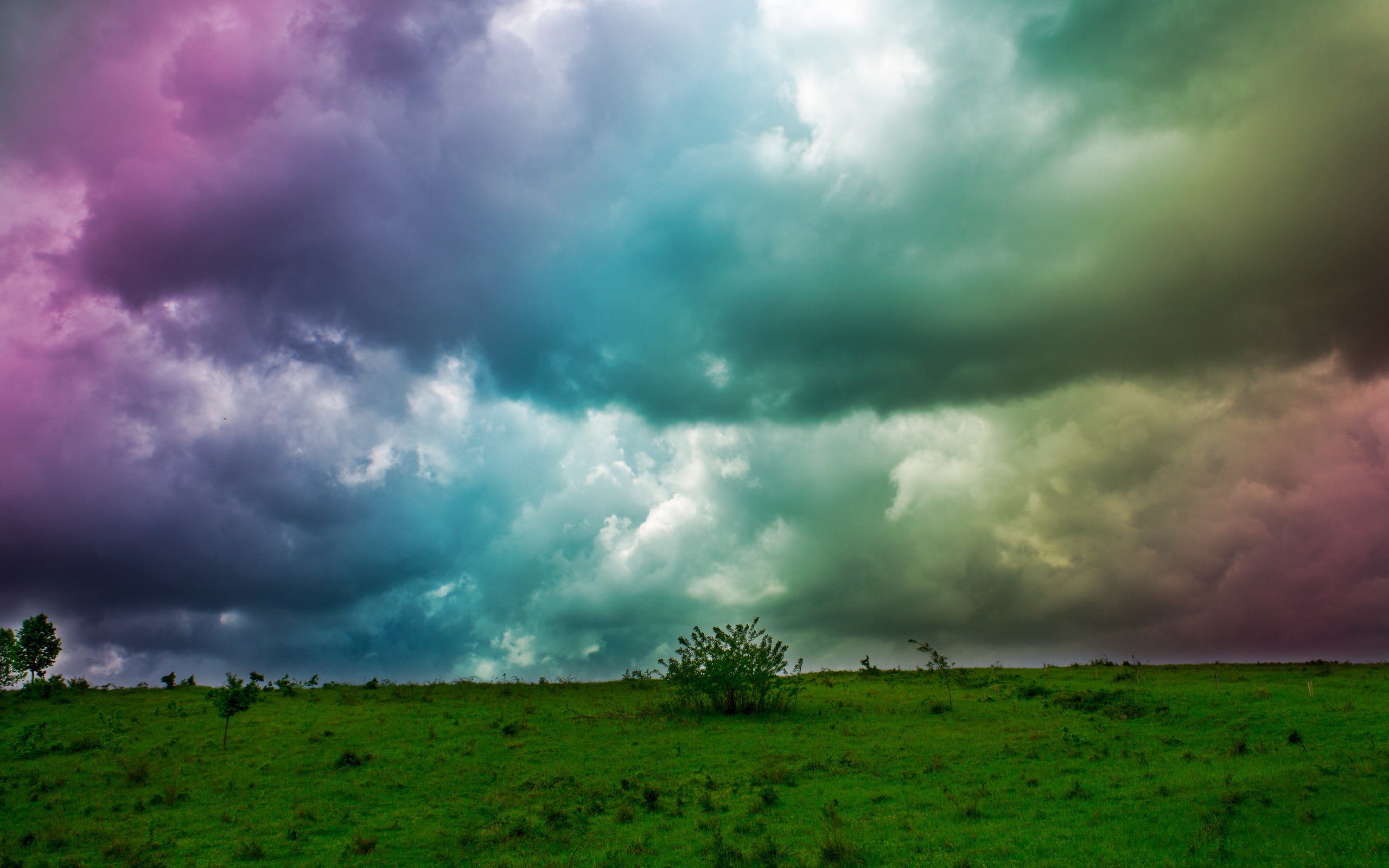 Download mobile wallpaper Rainbow, Earth, Field, Colors, Cloud for free.