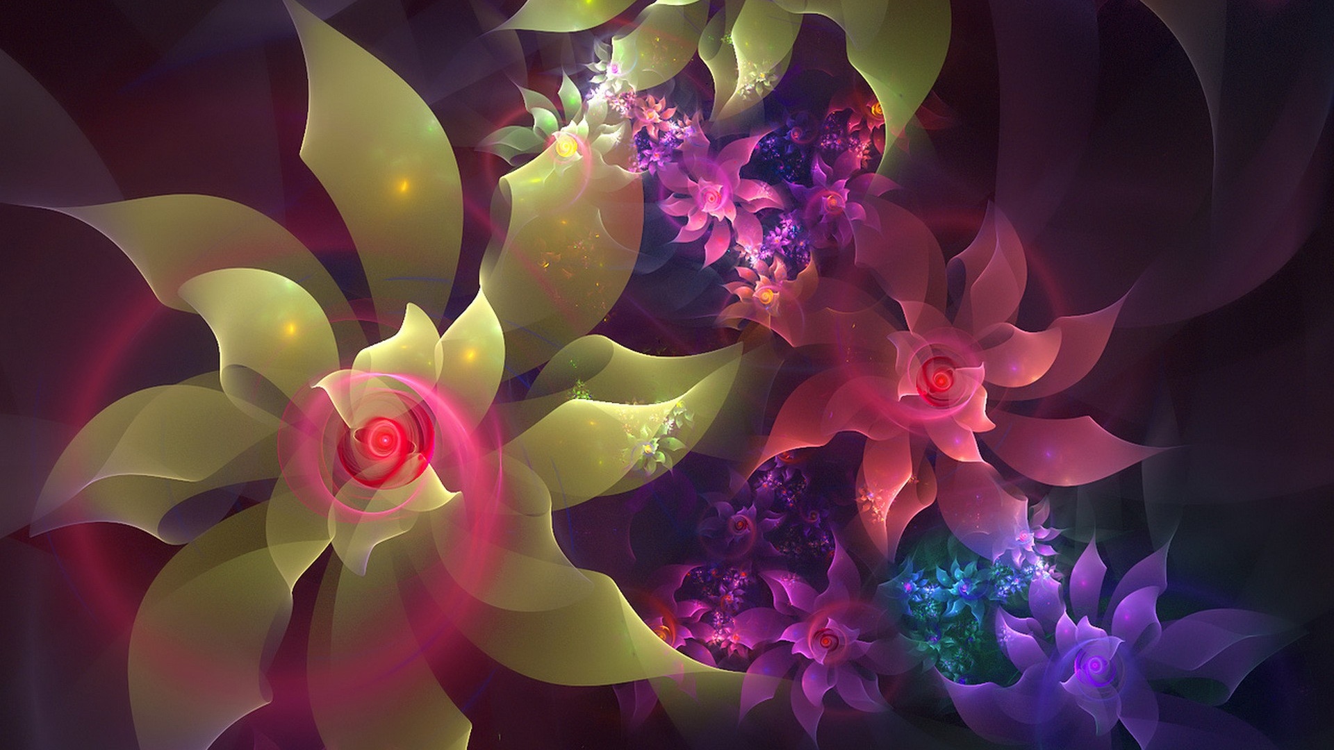 Laden Sie das Abstrakt, Blume, Fraktale, Farben, Bunt-Bild kostenlos auf Ihren PC-Desktop herunter