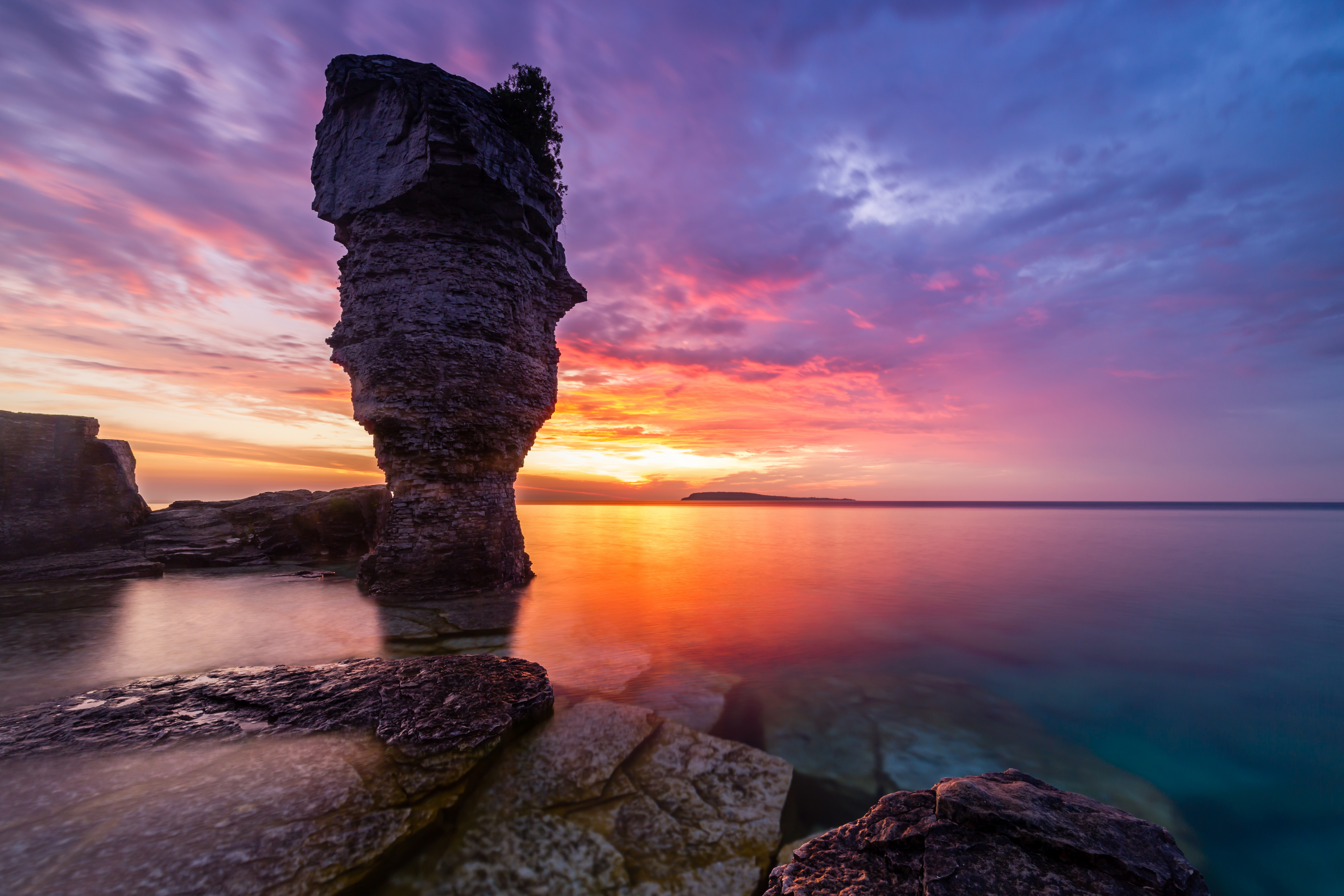 Free download wallpaper Sunset, Rock, Canada, Earth on your PC desktop