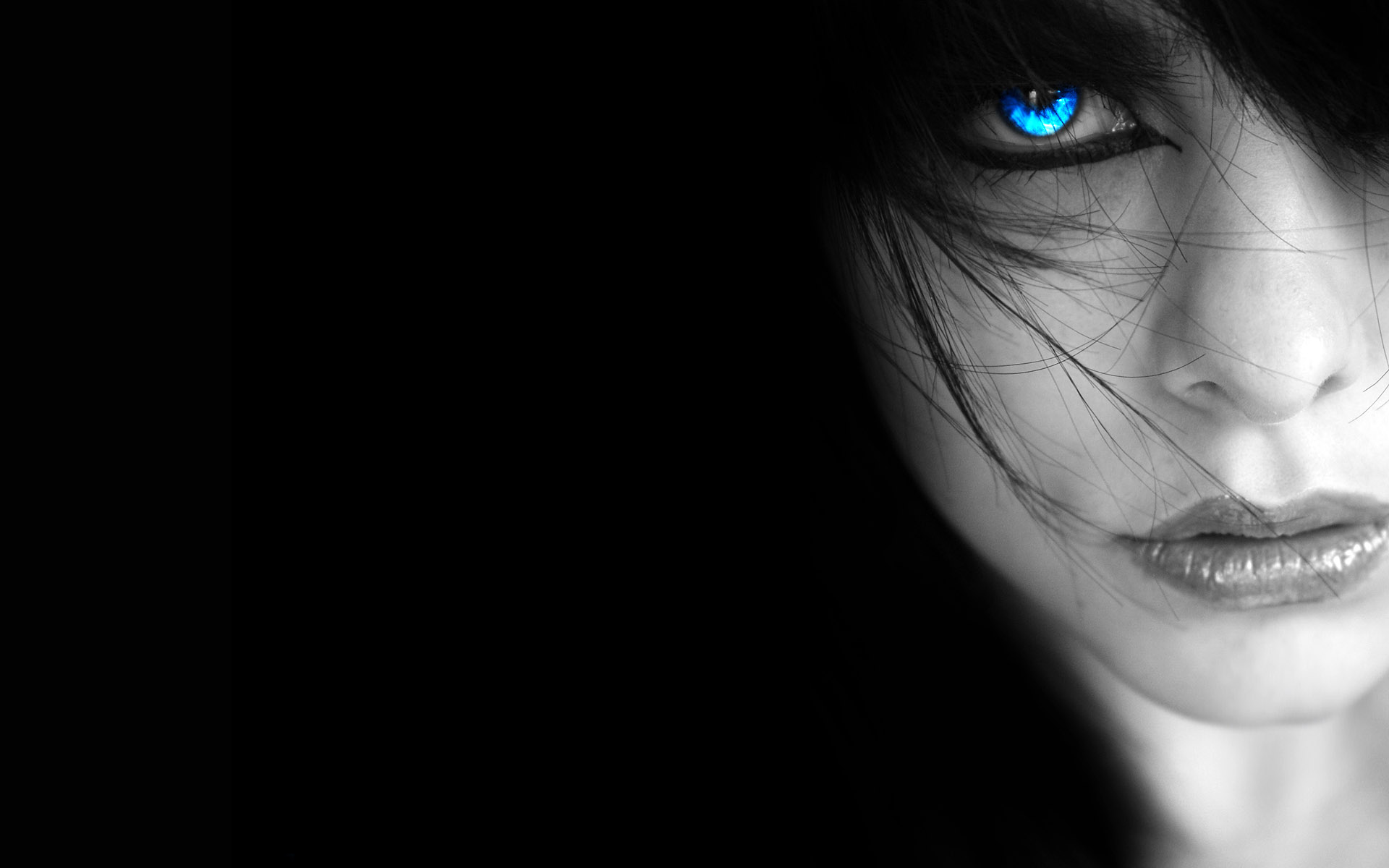 dark, gothic, mysterious, women, blue eyes