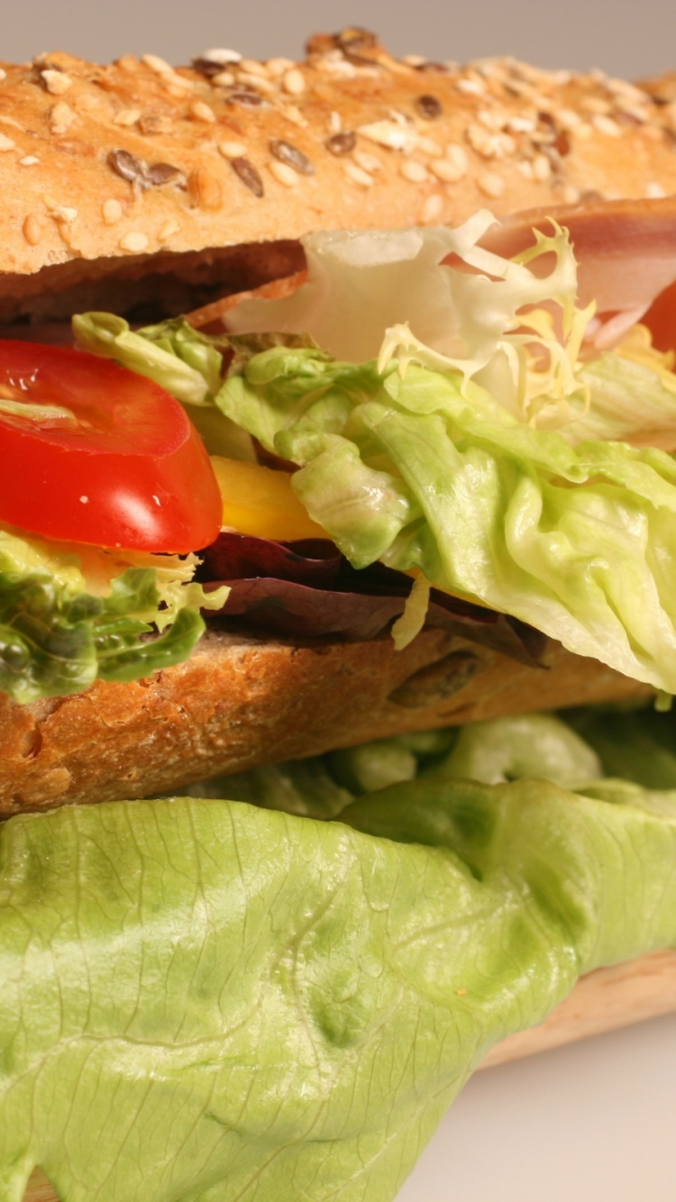 Download mobile wallpaper Food, Salad, Tomato, Lunch, Sandwich, Lettuce, Bread Roll for free.
