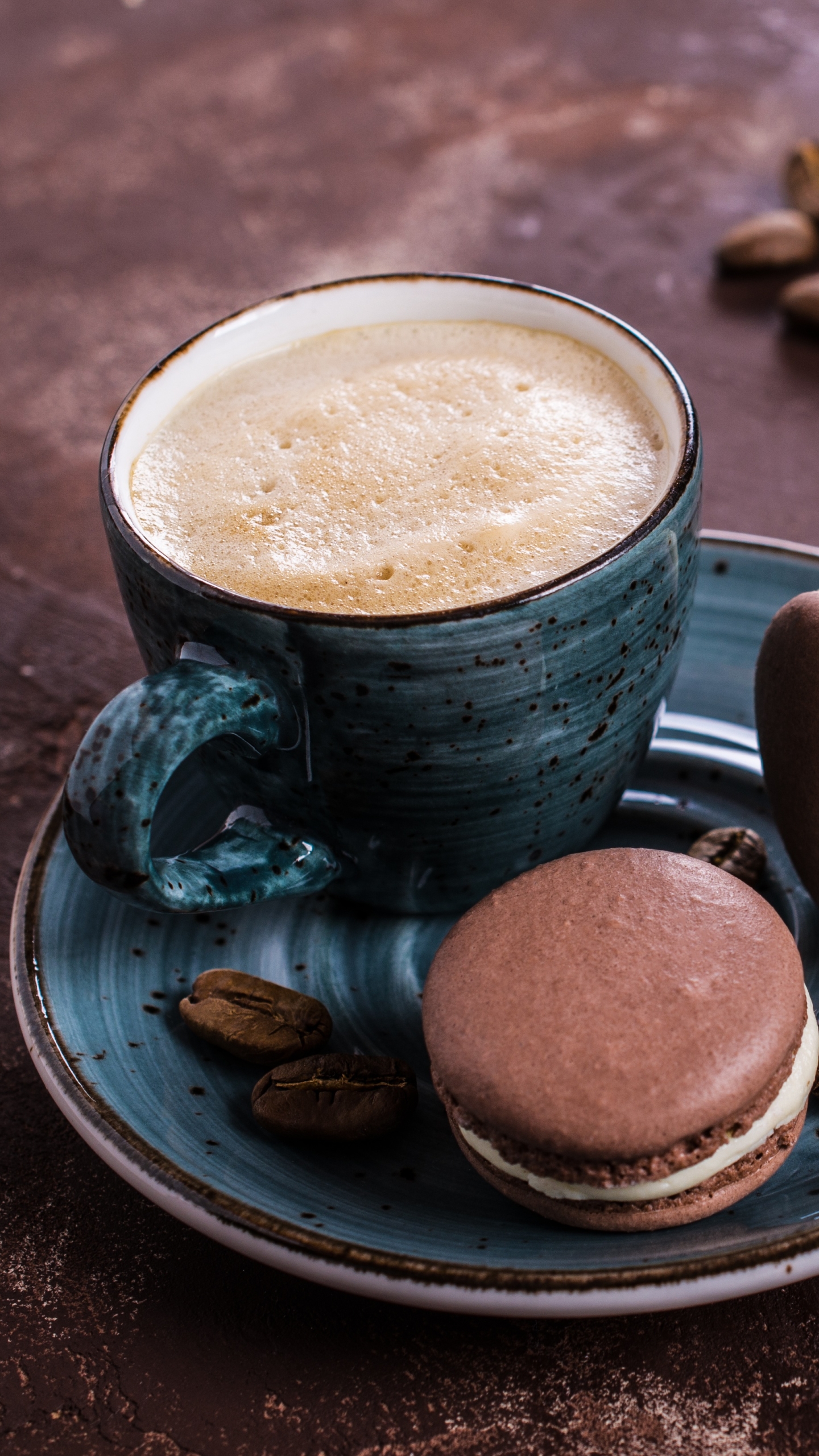 Download mobile wallpaper Food, Coffee, Still Life, Coffee Beans, Macaron for free.