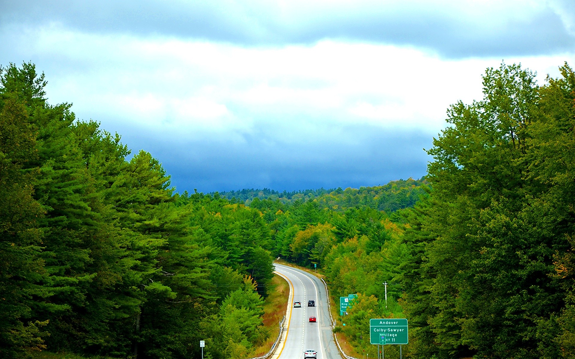 Free download wallpaper Forest, Tree, Highway, Vermont, Man Made on your PC desktop