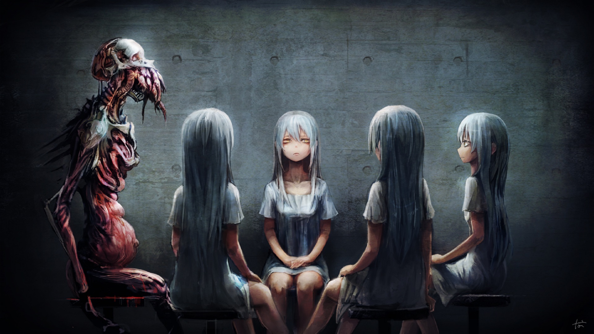 Download mobile wallpaper Anime, Dark, Creepy, Original for free.