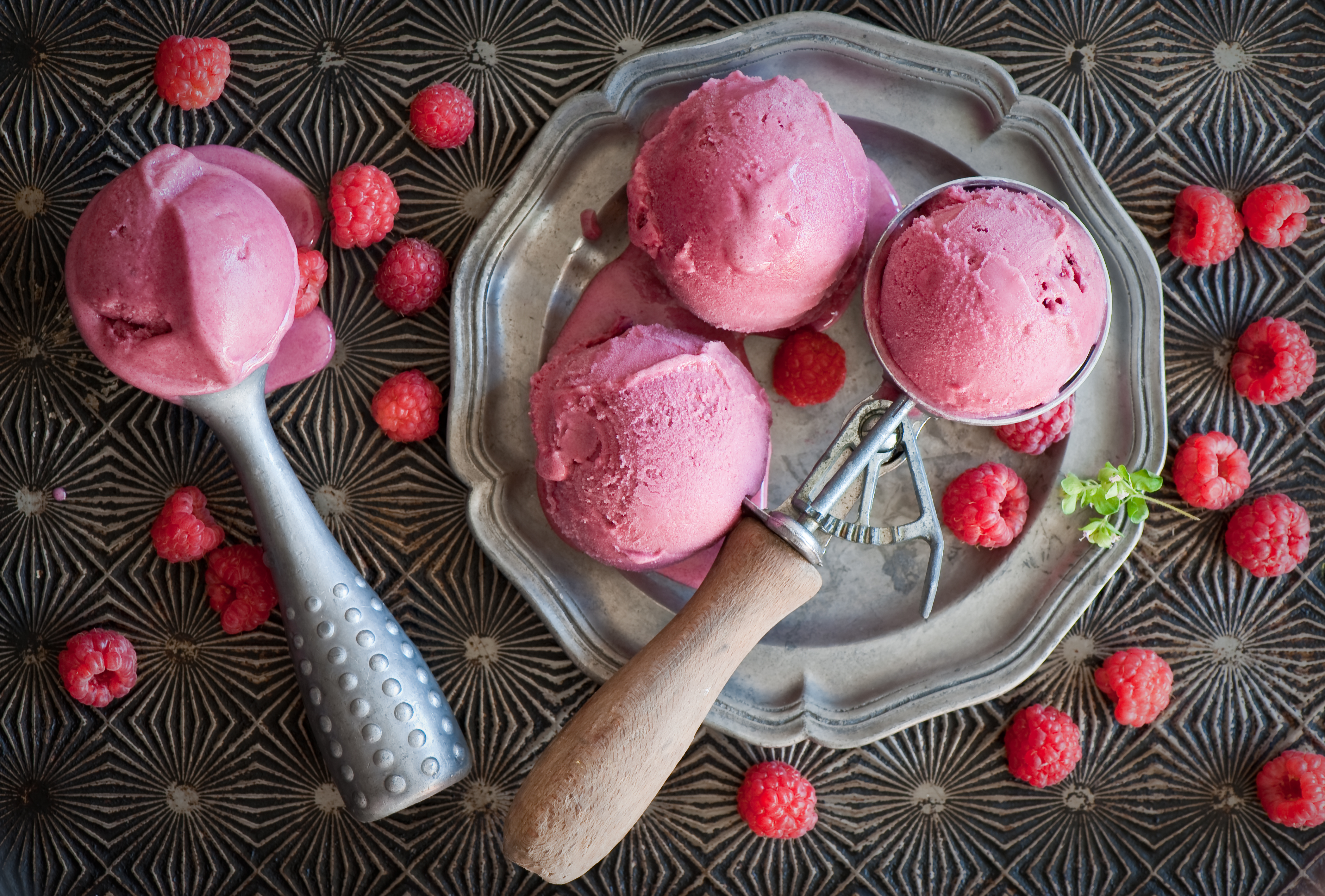 Laden Sie das Sommer, Himbeere, Frucht, Eiscreme, Nahrungsmittel, Stillleben-Bild kostenlos auf Ihren PC-Desktop herunter