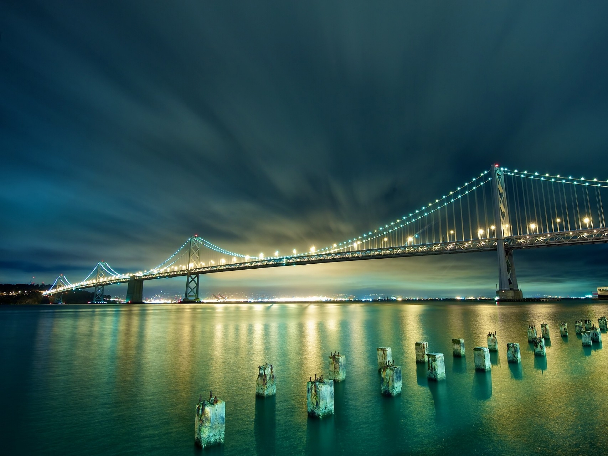 Téléchargez gratuitement l'image Bay Bridge, Construction Humaine, San Fransisco sur le bureau de votre PC