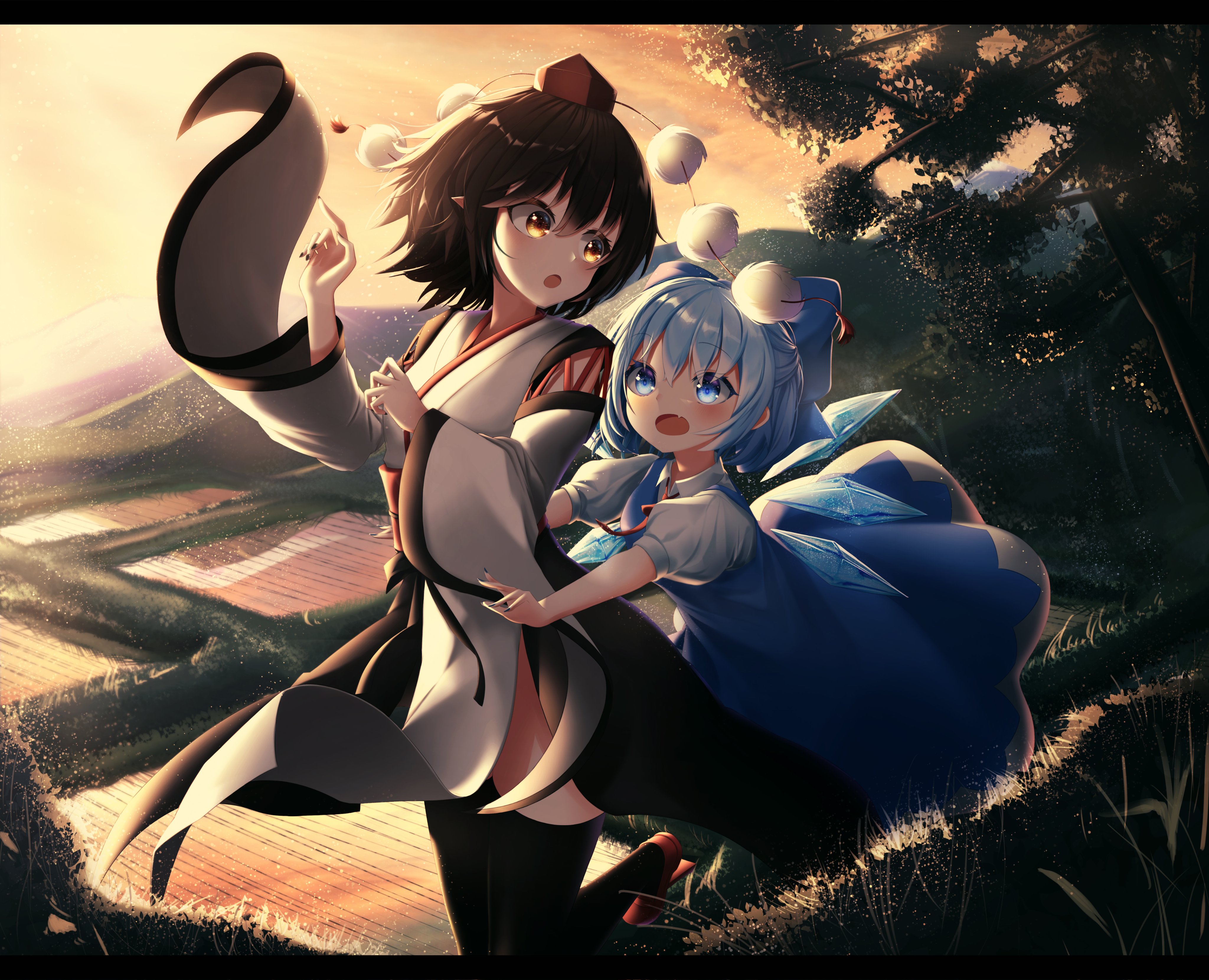 Laden Sie das Animes, Tuhu, Aya Shameimaru, Zirno (Touhou)-Bild kostenlos auf Ihren PC-Desktop herunter