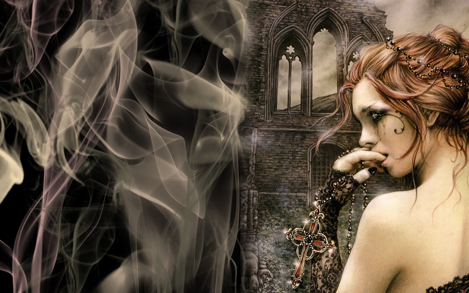 Free download wallpaper Fantasy, Smoke, Gothic, Dark, Church, Cross on your PC desktop