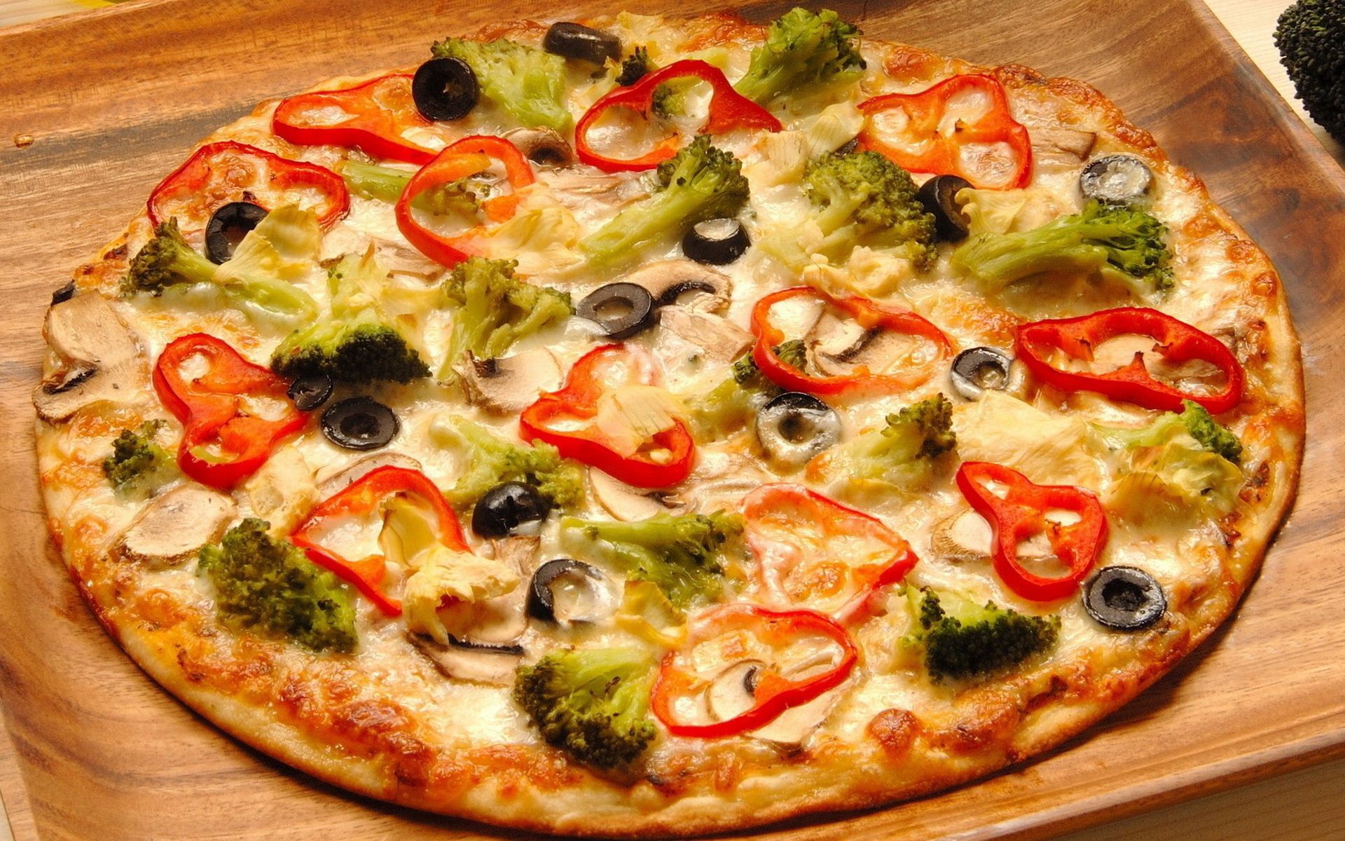 77601 скачать картинку еда, перец, оливки, пицца, брокколи - обои и заставки бесплатно