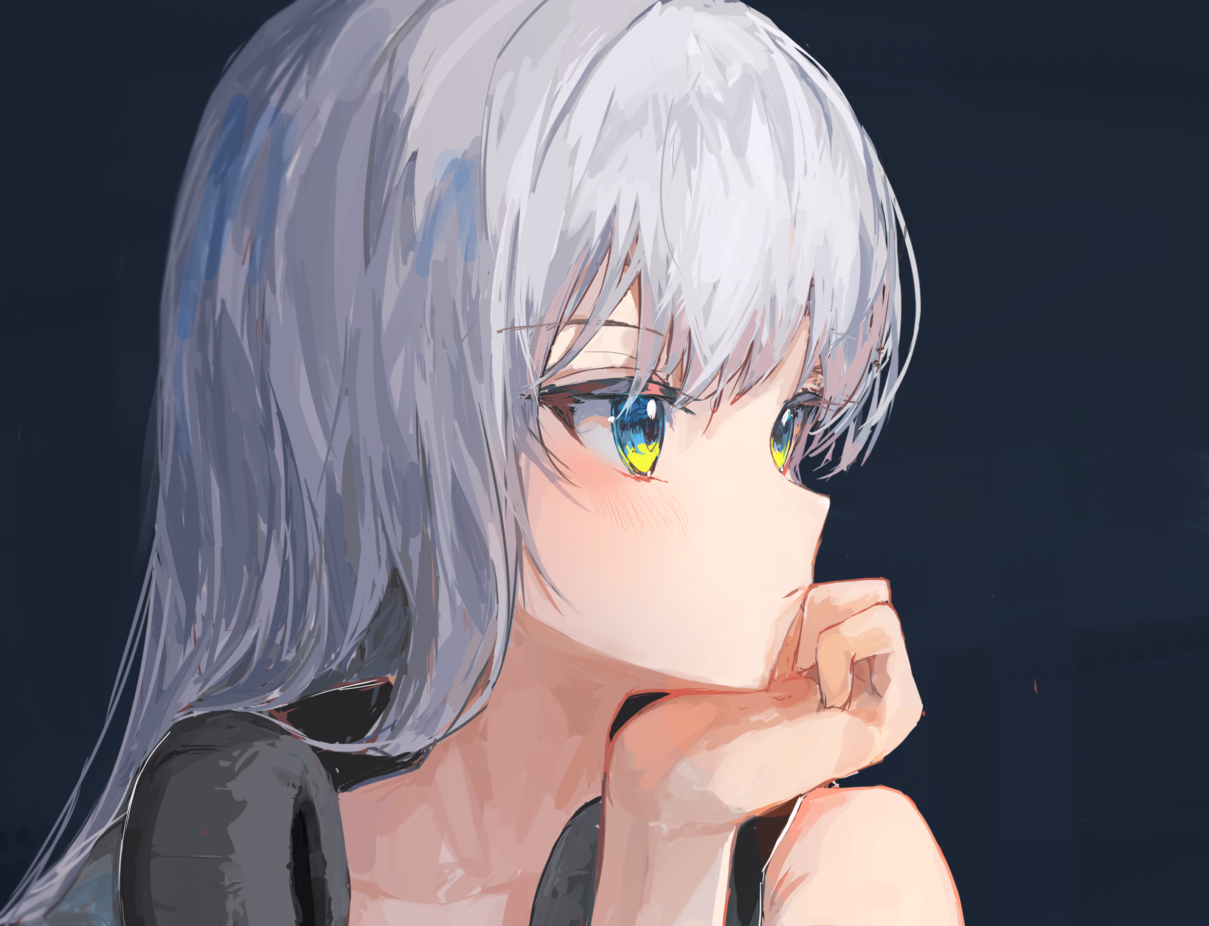 Download mobile wallpaper Anime, Girl, Blue Eyes, Grey Hair for free.