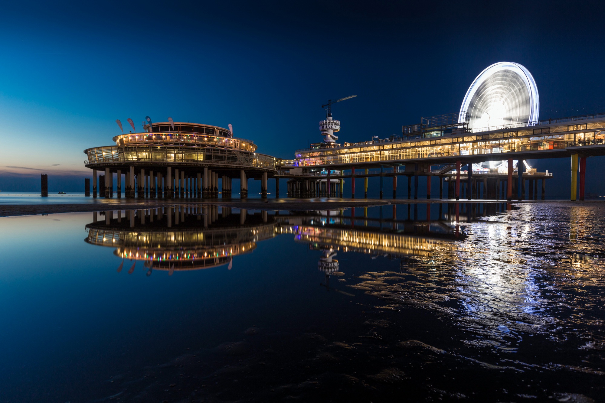 Laden Sie das Seebrücke, Nacht, Menschengemacht-Bild kostenlos auf Ihren PC-Desktop herunter