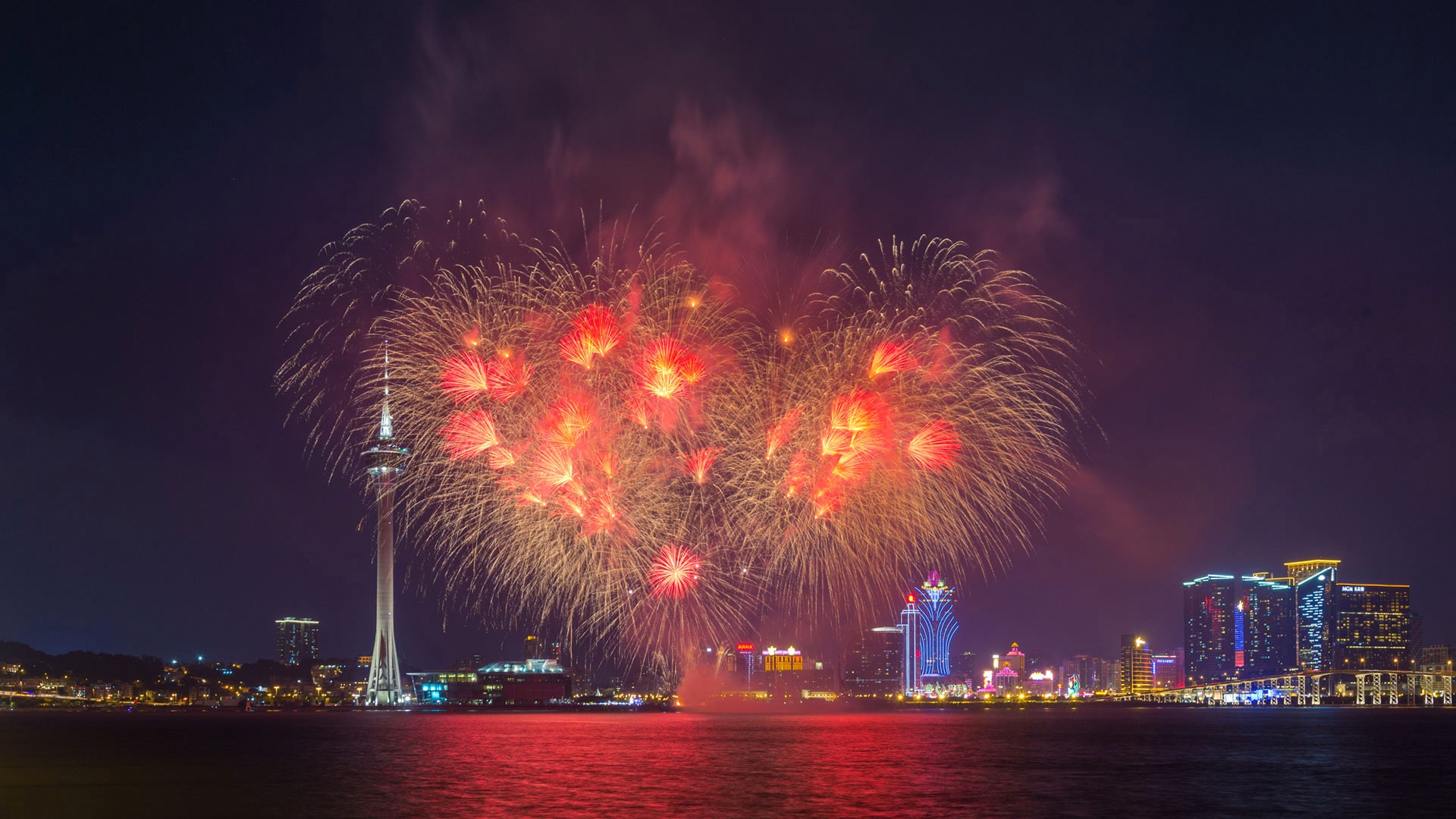 Téléchargez des papiers peints mobile Nuit, Ville, Gratte Ciel, Chine, Feu D'artifice, Photographie gratuitement.