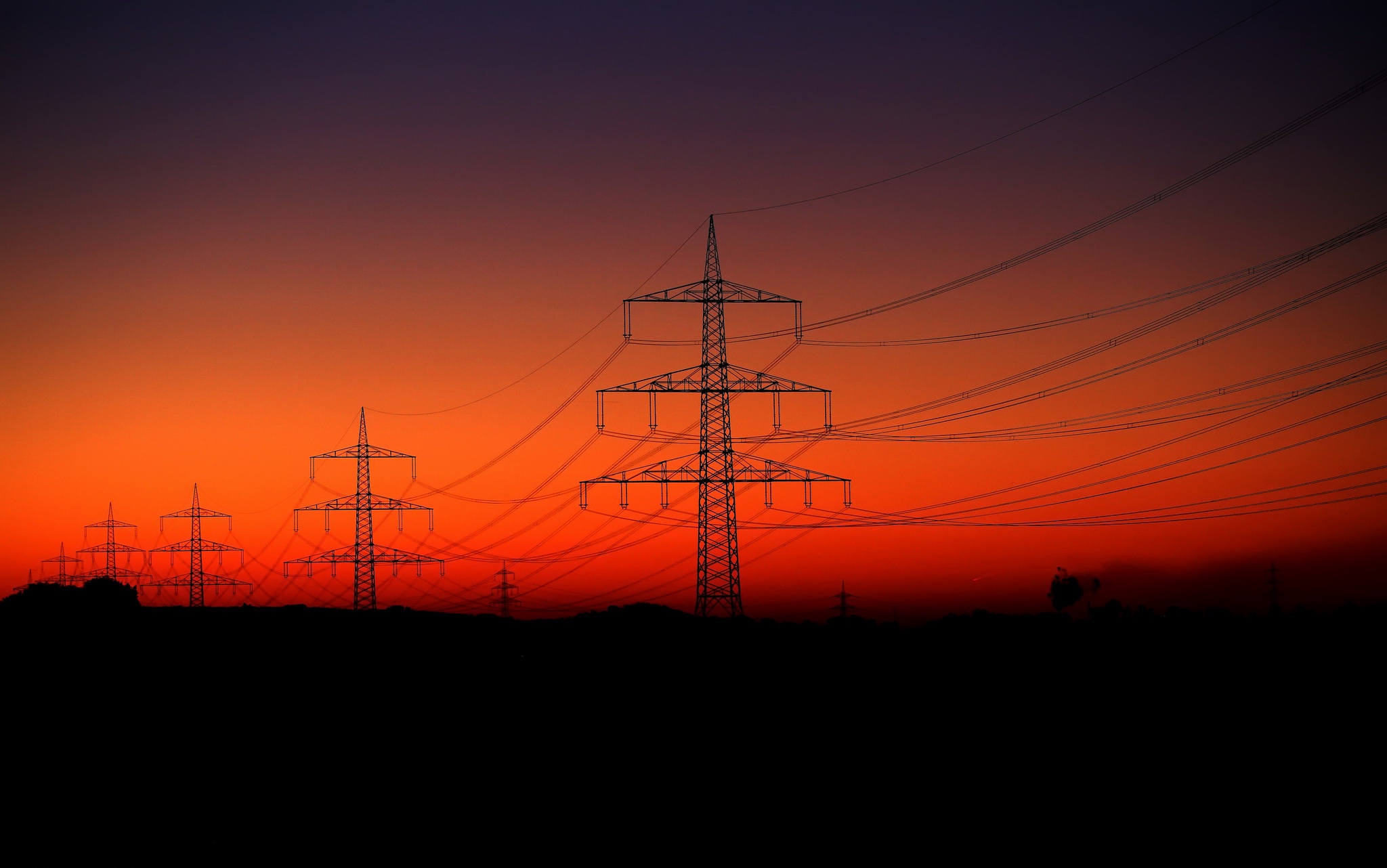 Download mobile wallpaper Sunset, Man Made, Power Line for free.