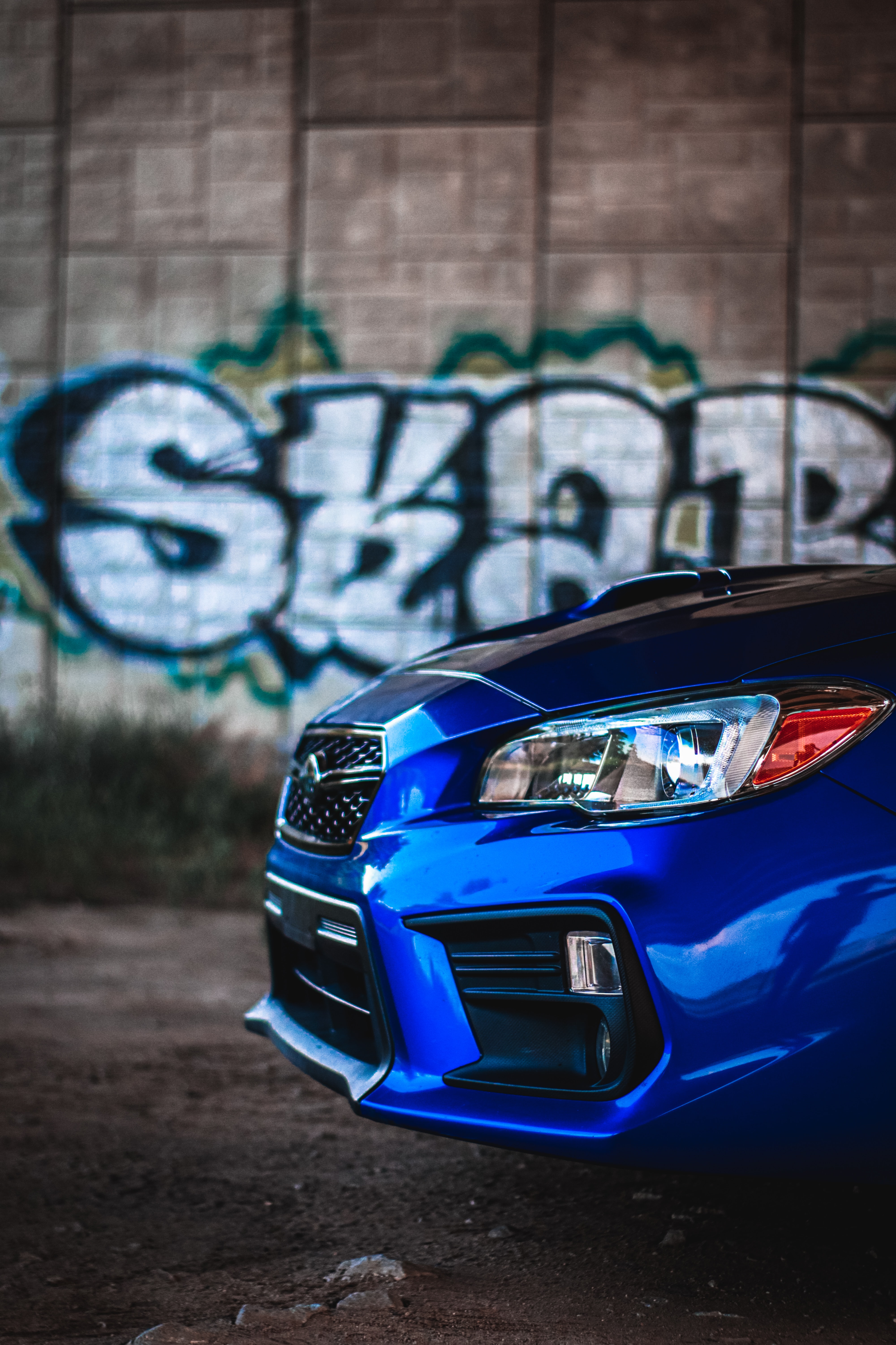 graffiti, headlight, cars, blue, car wallpaper for mobile