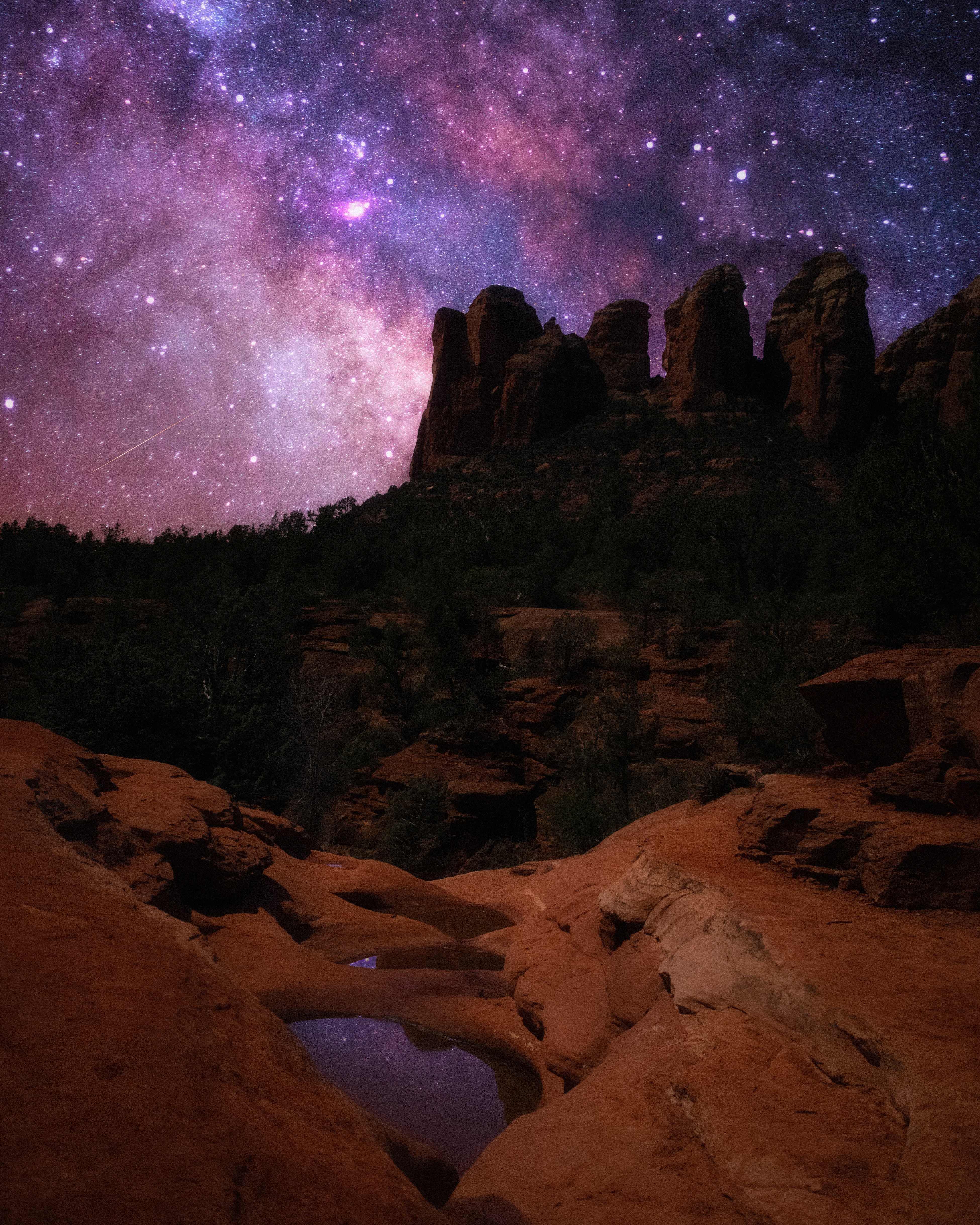Free download wallpaper Mountains, Rocks, Starry Sky, Nature, Valley, Night on your PC desktop