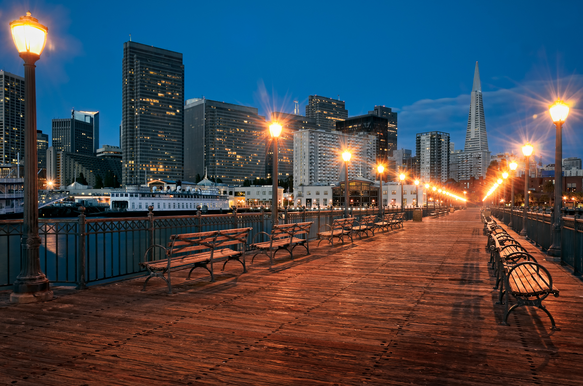 190489壁紙のダウンロード街灯柱, 橋脚, 写真撮影, hdr, ベンチ, 建物, 街, サンフランシスコ-スクリーンセーバーと写真を無料で