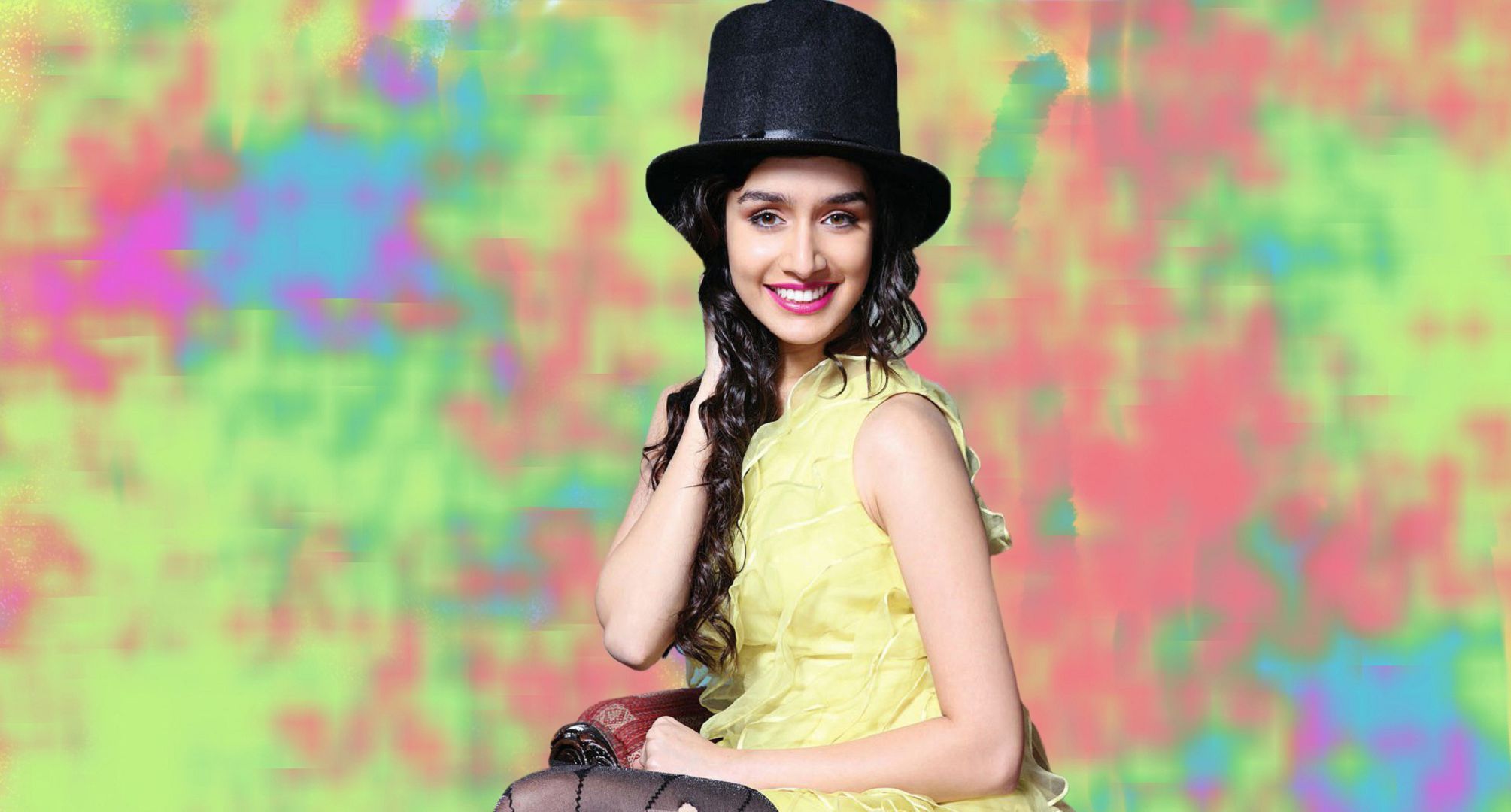 shraddha kapoor, celebrity, actress, model, top hat, yellow dress