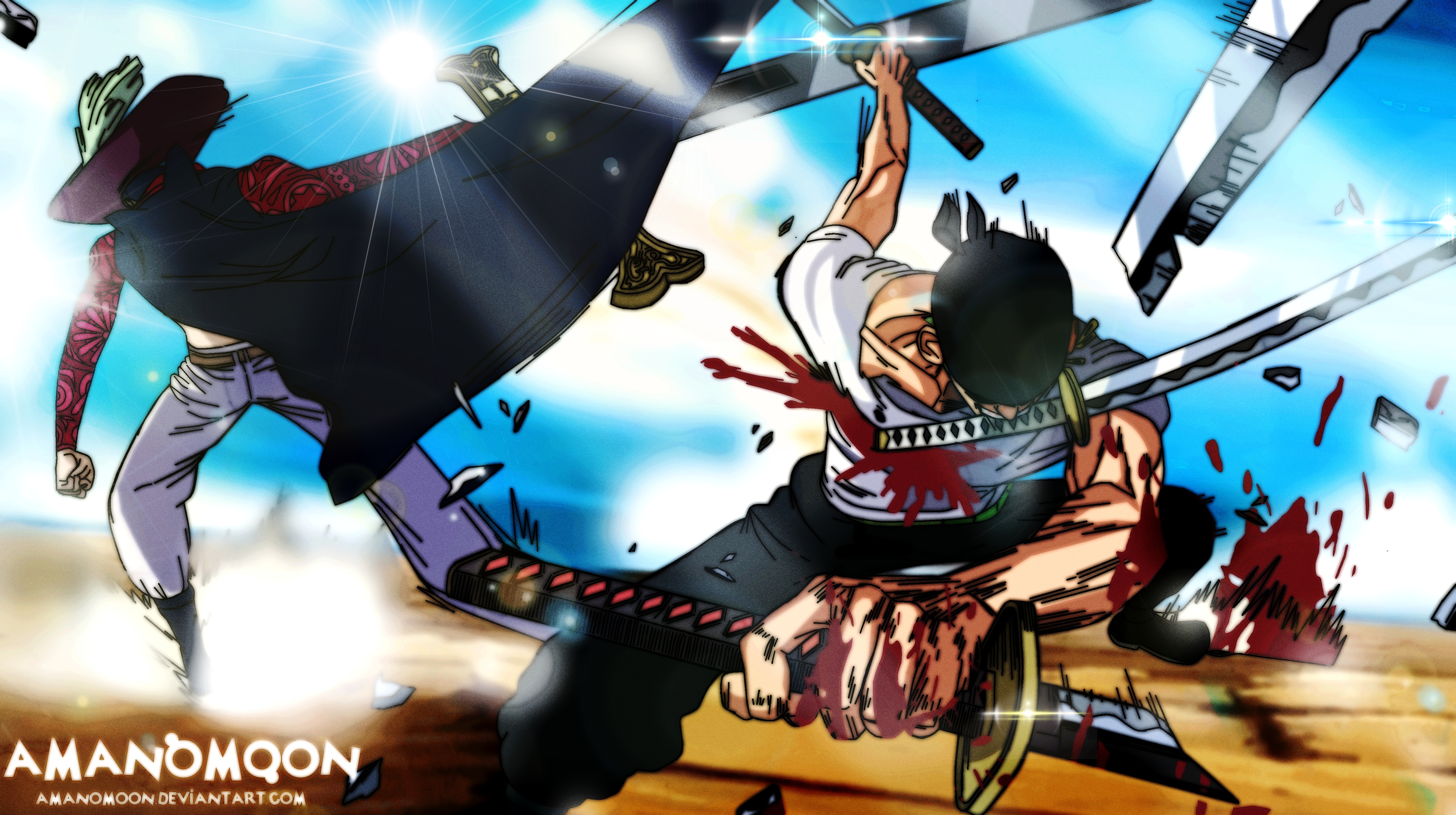 Download mobile wallpaper Anime, One Piece, Roronoa Zoro, Dracule Mihawk for free.