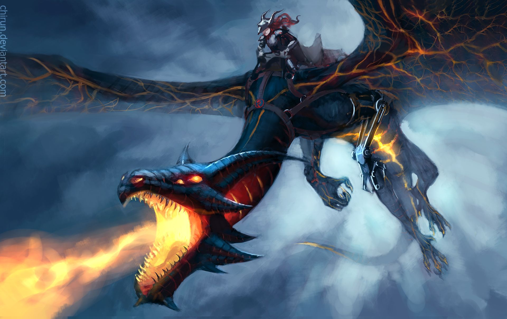 Free download wallpaper Fantasy, Fire, Dragon, Woman Warrior on your PC desktop