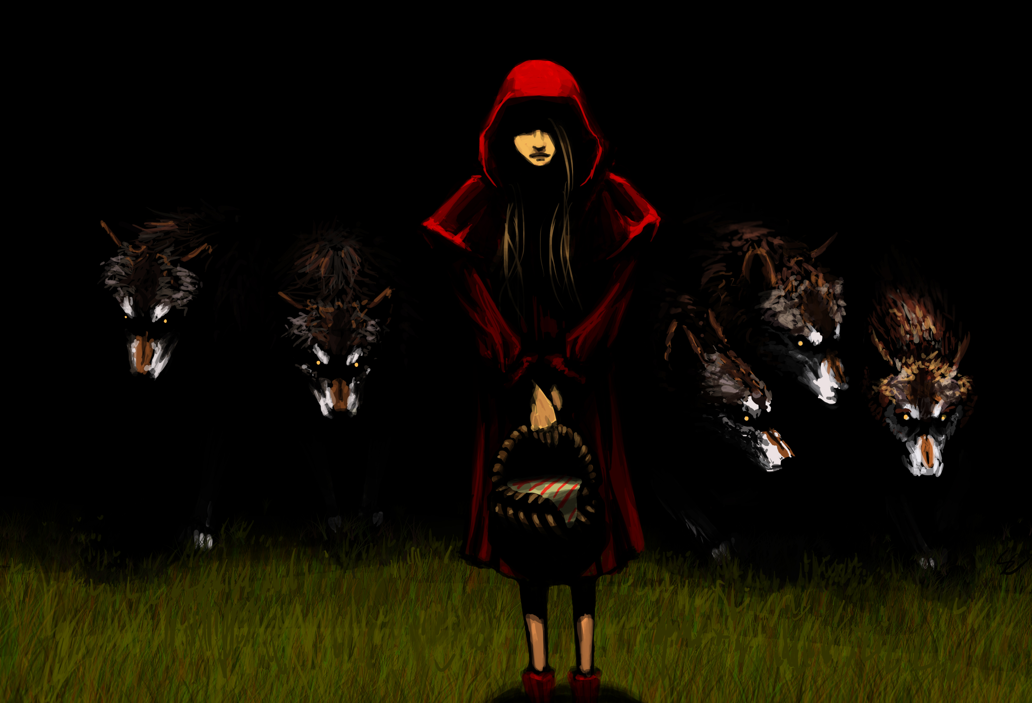 Descarga gratis la imagen Fantasía, Caperucita Roja, Oscuro, Lobo, Capucha en el escritorio de tu PC