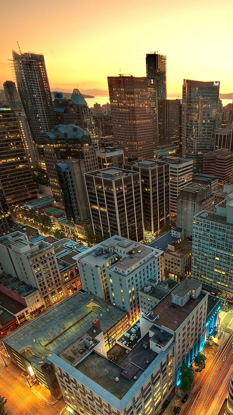 Скачать картинку Города, Ночь, Ванкувер, Сделано Человеком в телефон бесплатно.