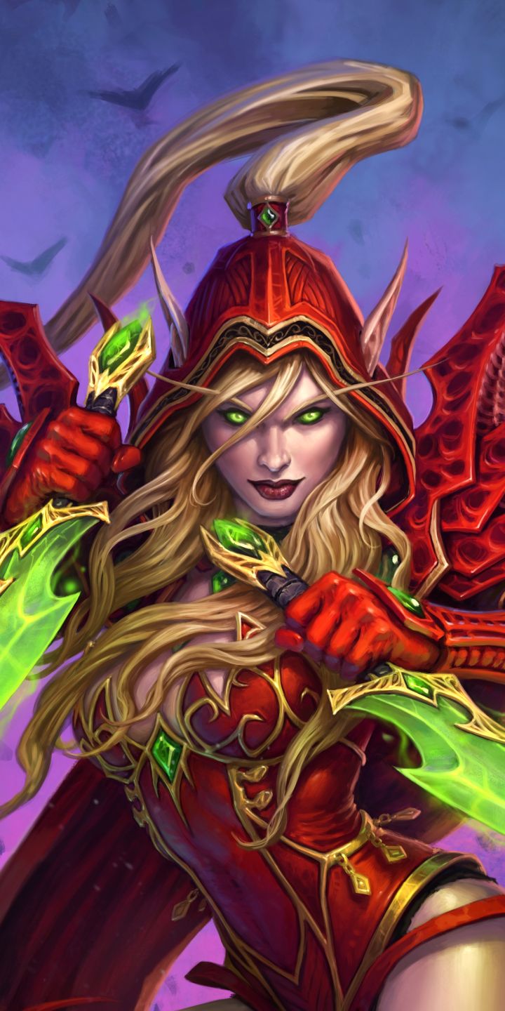 Baixar papel de parede para celular de Warcraft, Loiro, Duende, Elfo, Olhos Verdes, Punhal, Videogame, Orelhas Pontudas, Mulher Guerreira, Cabelo Loiro, Hearthstone: Heroes Of Warcraft gratuito.