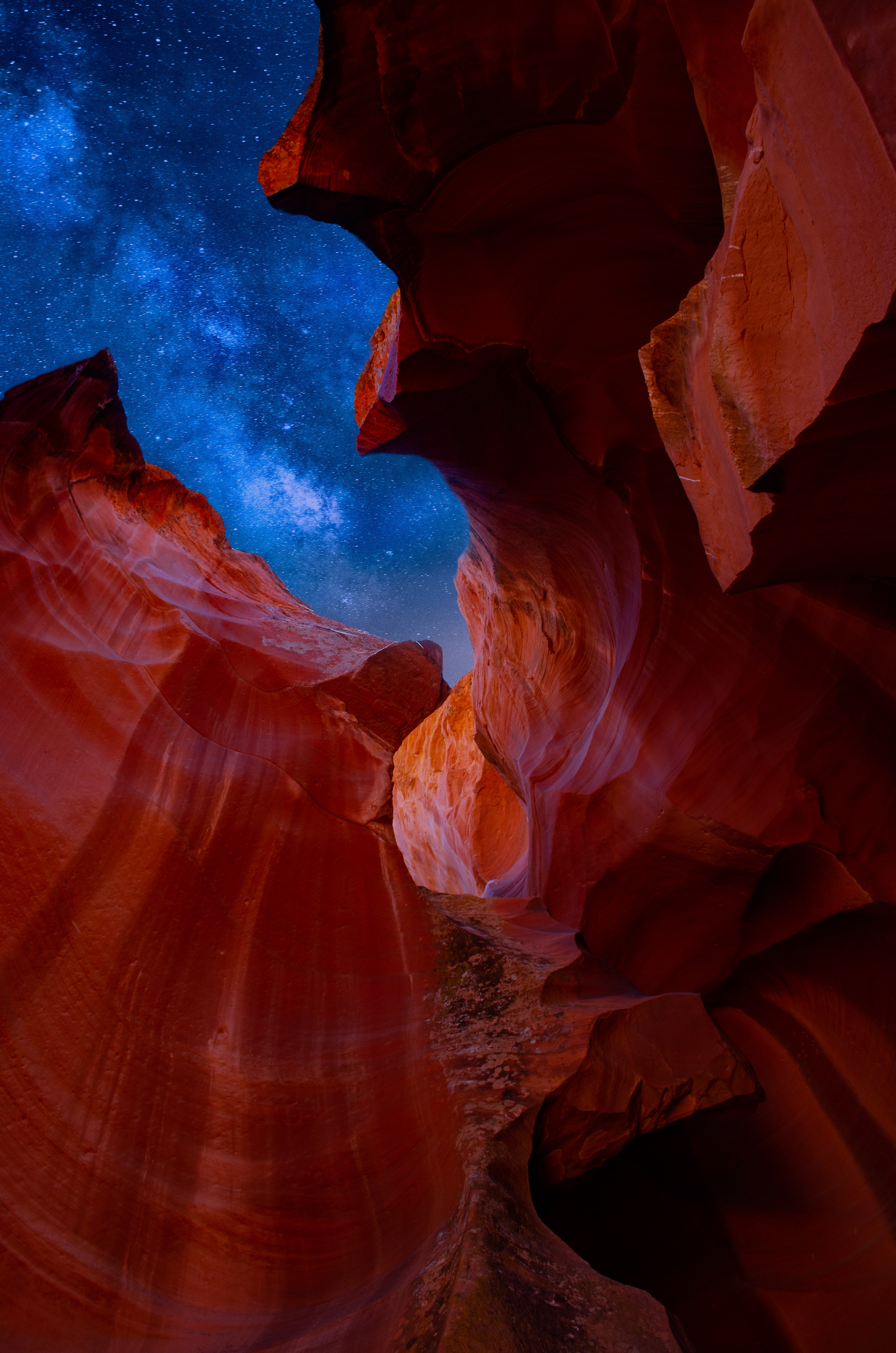 Download mobile wallpaper Nature, Canyon, Cave, Starry Sky for free.