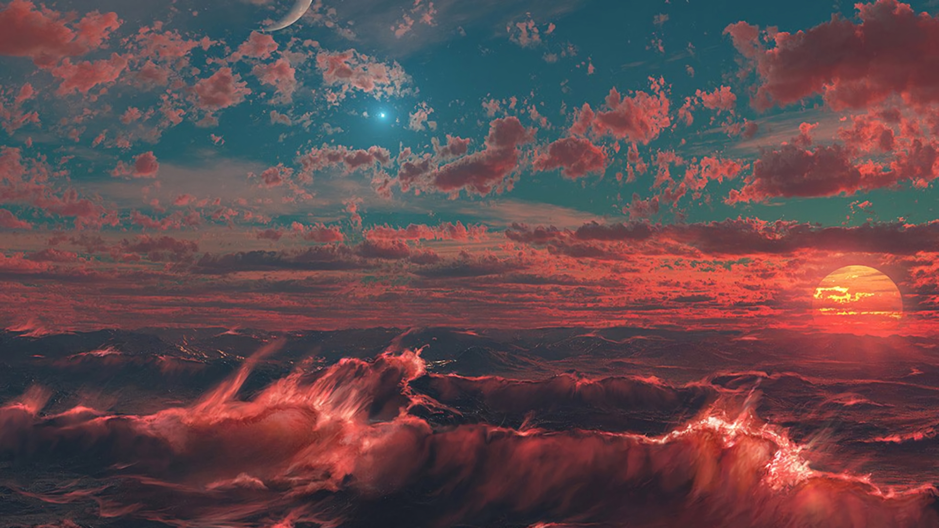 Download mobile wallpaper Sunset, Sky, Sun, Pink, Earth, Cloud for free.